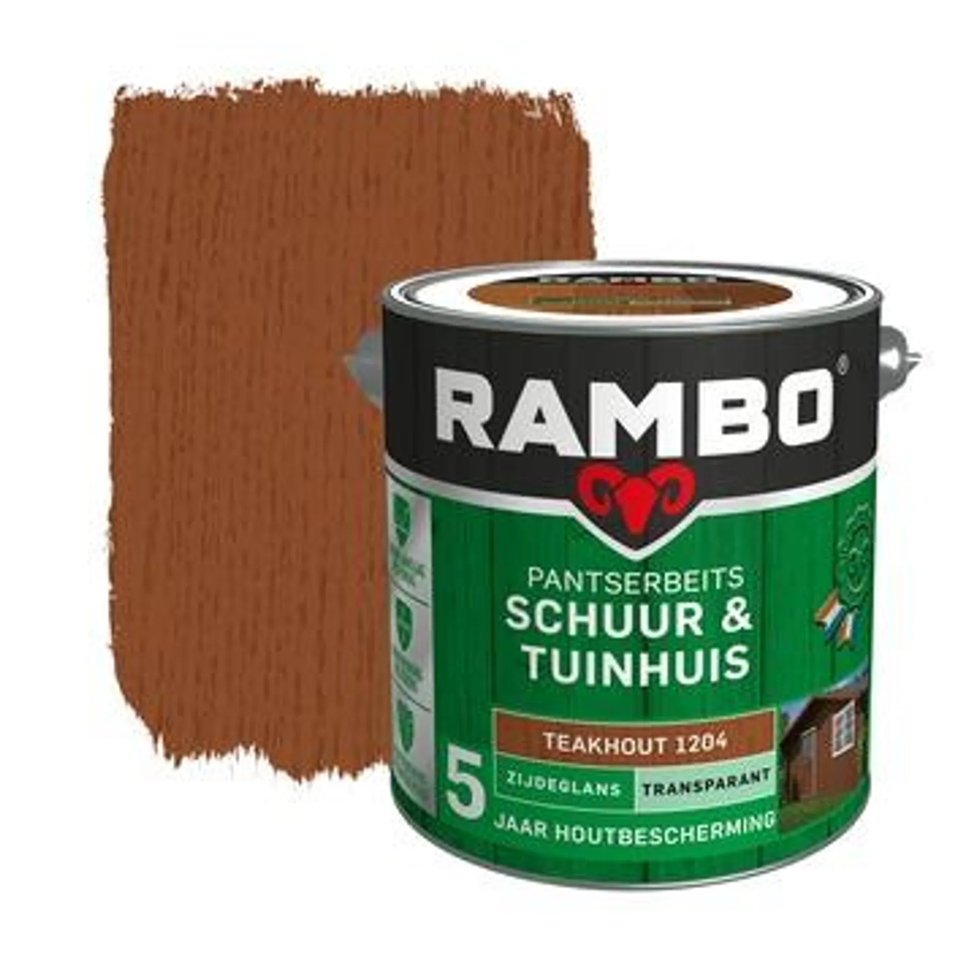 Rambo pantserbeits schuur & tuinhuis transparant teakhout zijdeglans 2,5 liter
