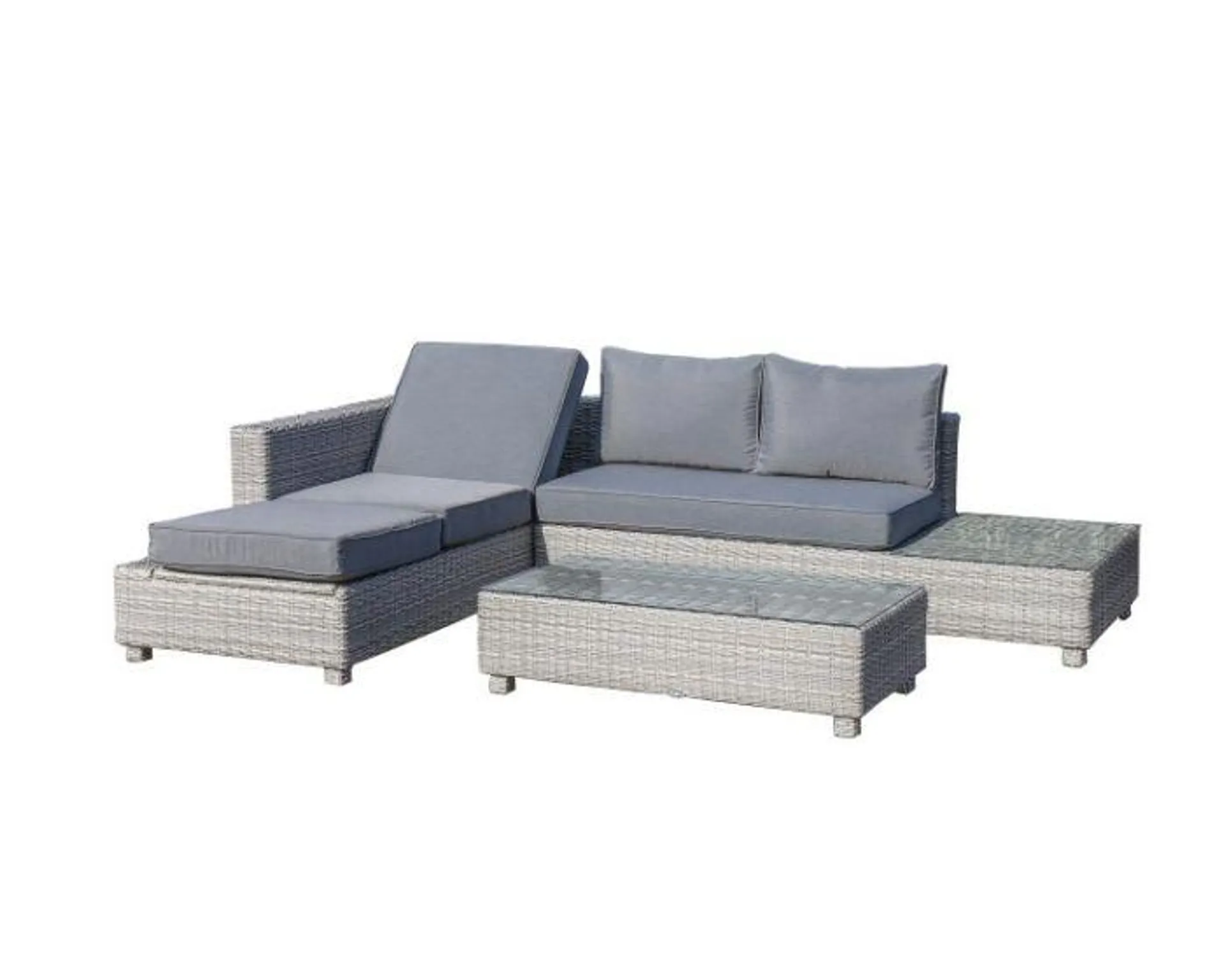 Wicker hoek loungeset "Cebu" grijs