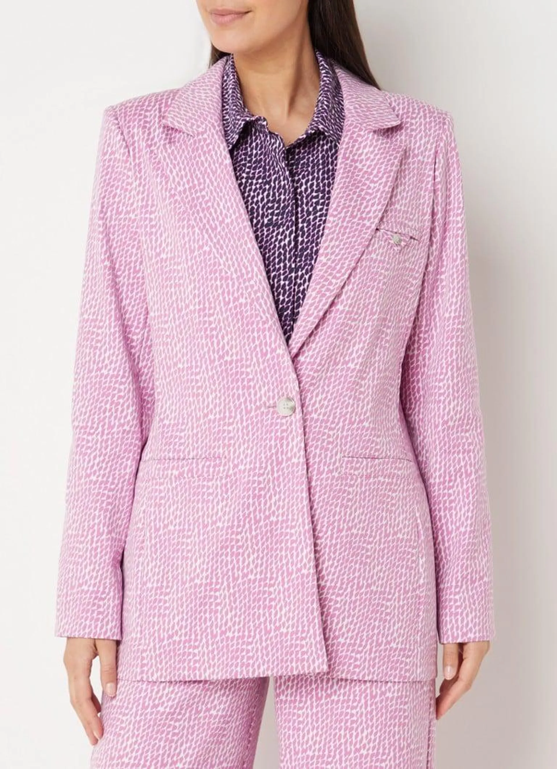 Milos blazer met grafische print en paspelzakken