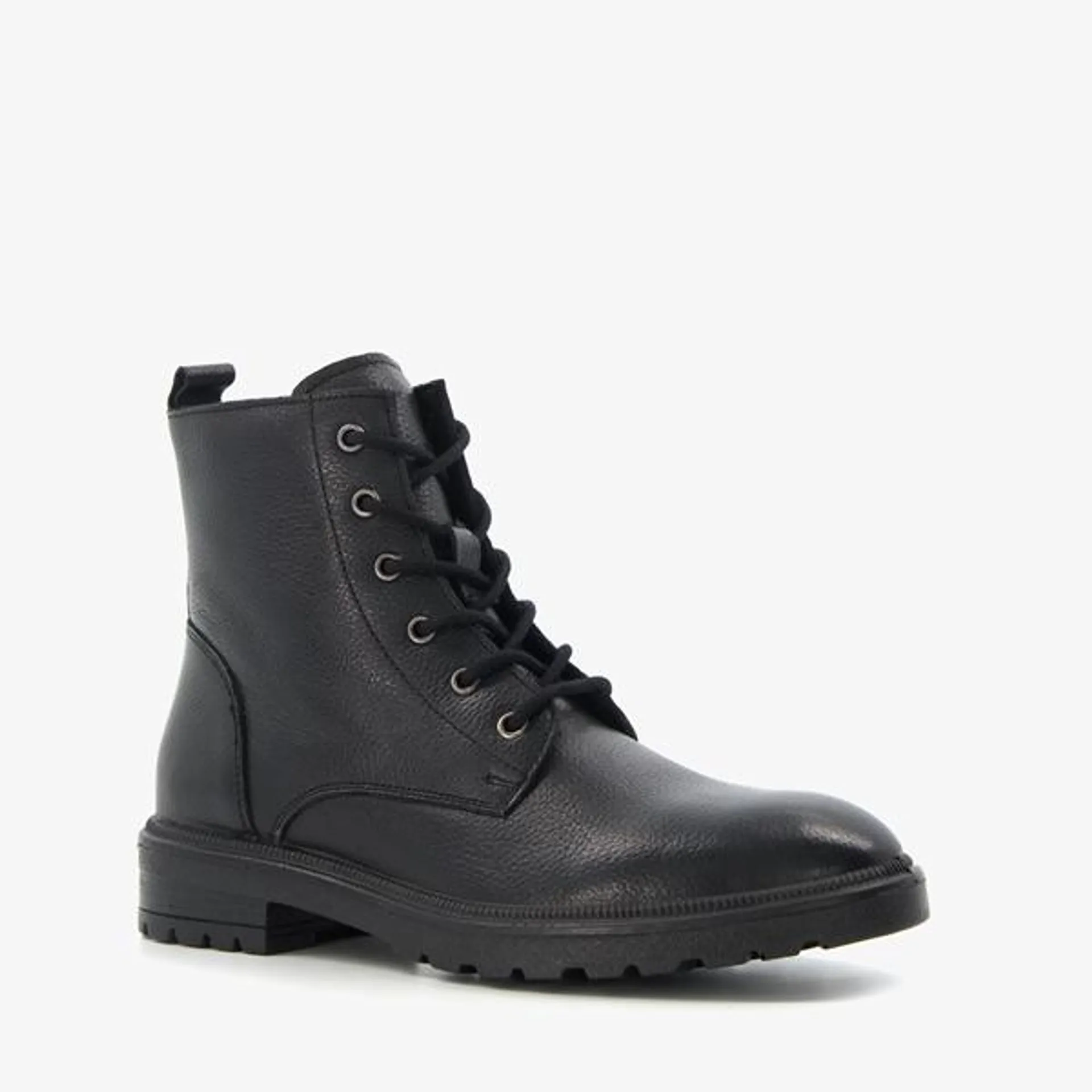 Hush Puppies leren dames veterboots zwart