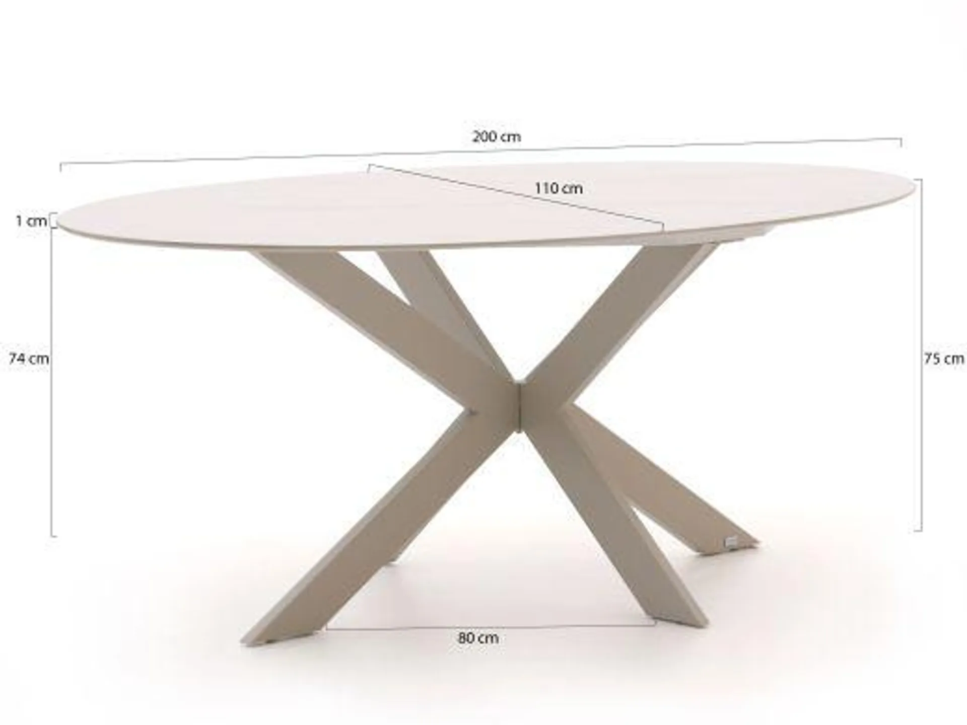 Manifesto Valsecca/Furato ellips 200cm dining tuinset 5-delig