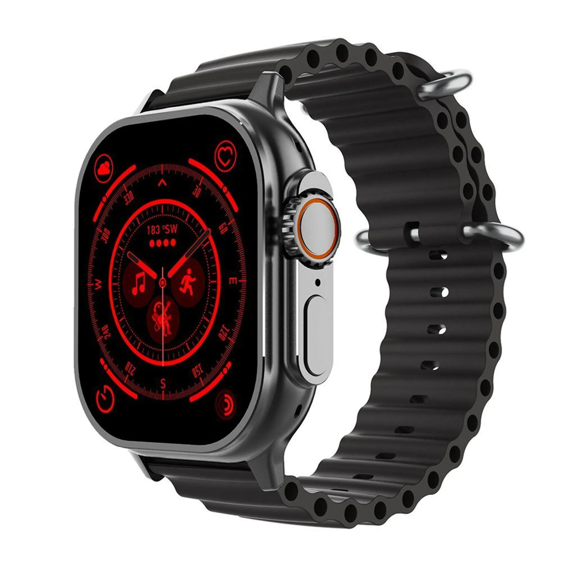 GN8/GN9 2,01-Zoll-TFT-Smartwatch, IP67 wasserdicht | BT5.0 | 100 Tage Standby | Schlafüberwachung | Musikwiedergabe | Sportmodus, schwarzer Rahmen+schwarzes Armband