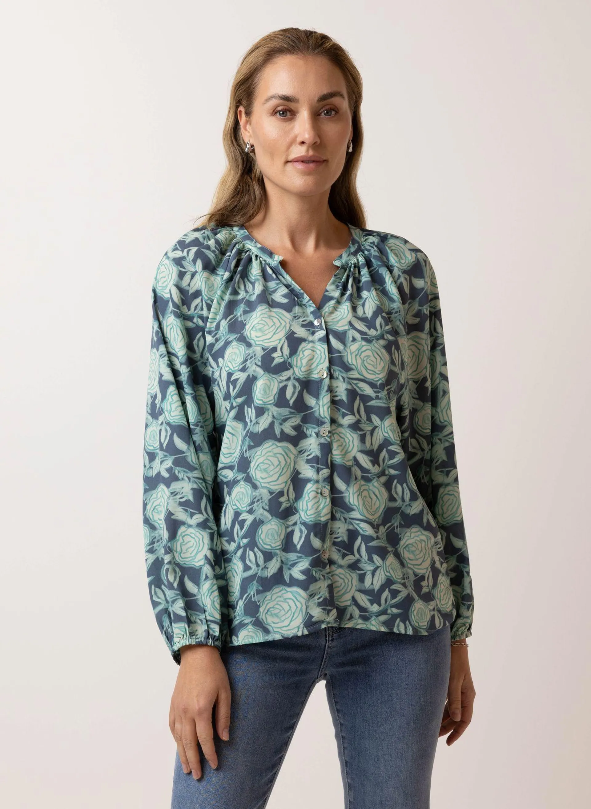 Blauwe blouse