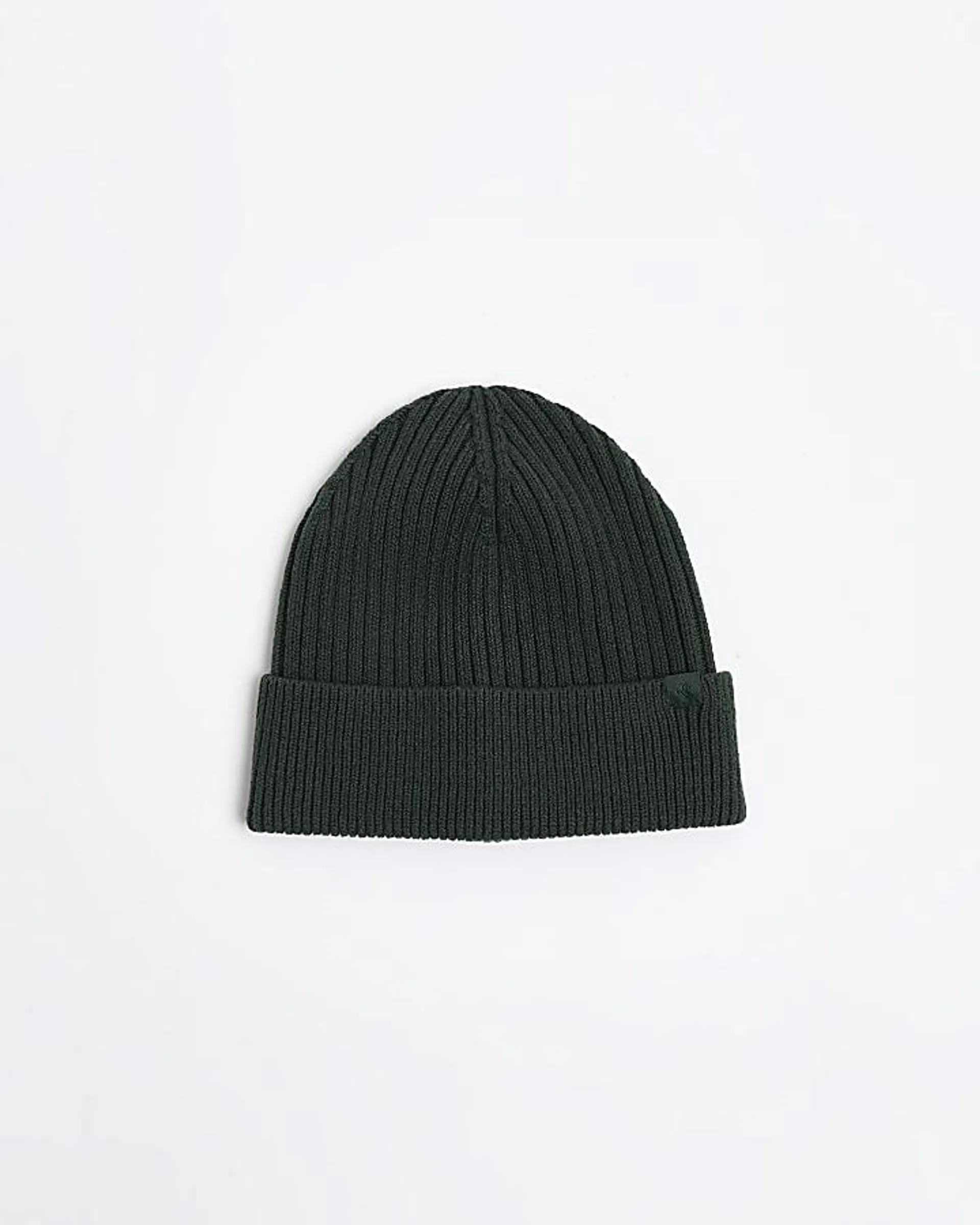 Dark green rib beanie