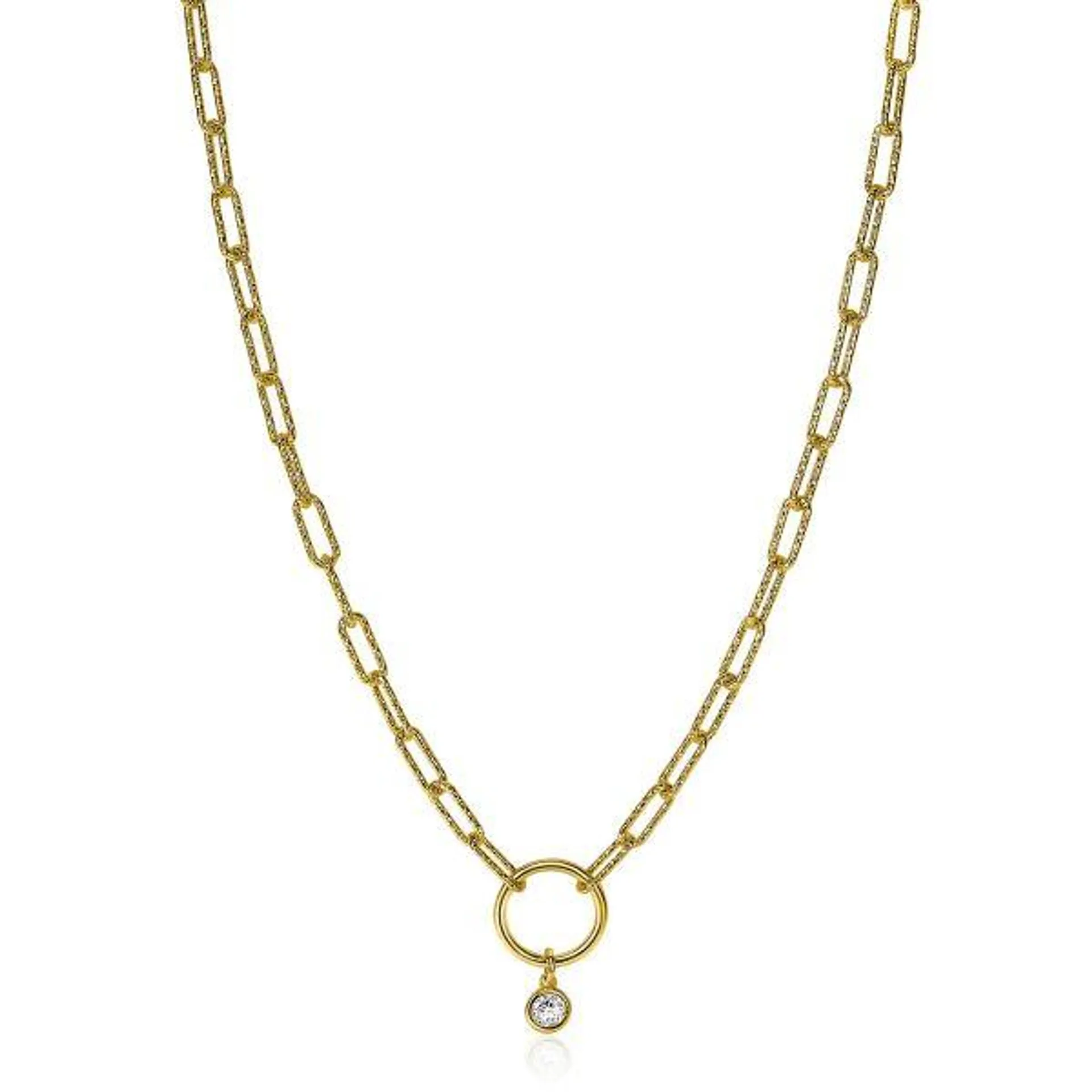 ZINZI Sterling Silver Paperclip Chain Necklace 14K Yellow Gold Plated