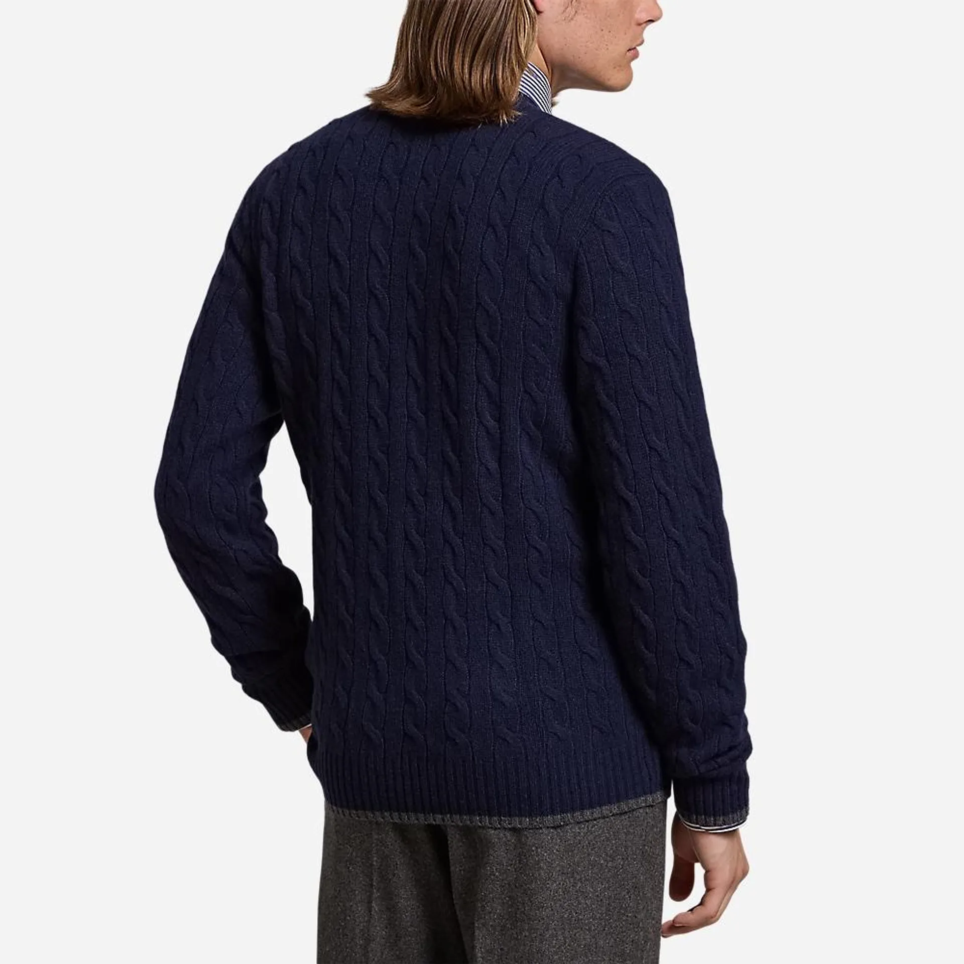 Cable-Knit Wool-Cashmere Cardigan - Hunter Navy