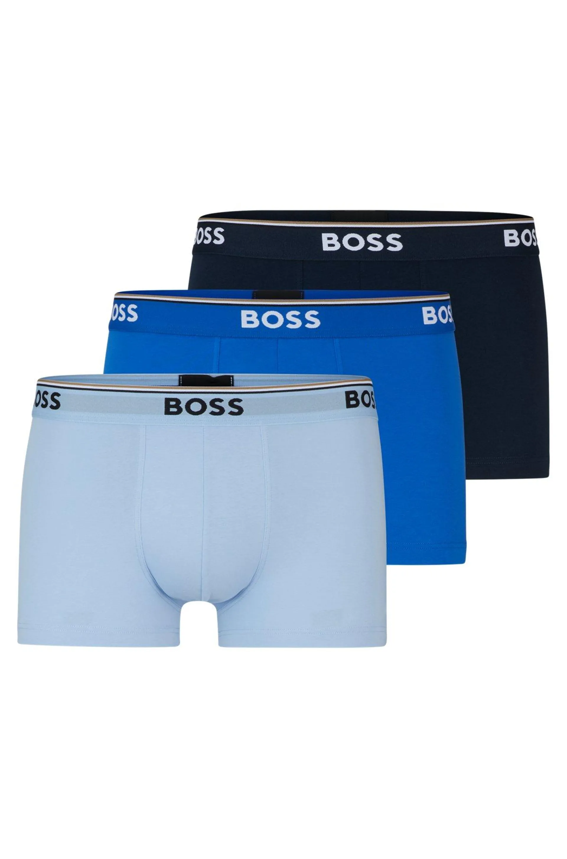 Three-pack of stretch-cotton trunks with logo waistbands