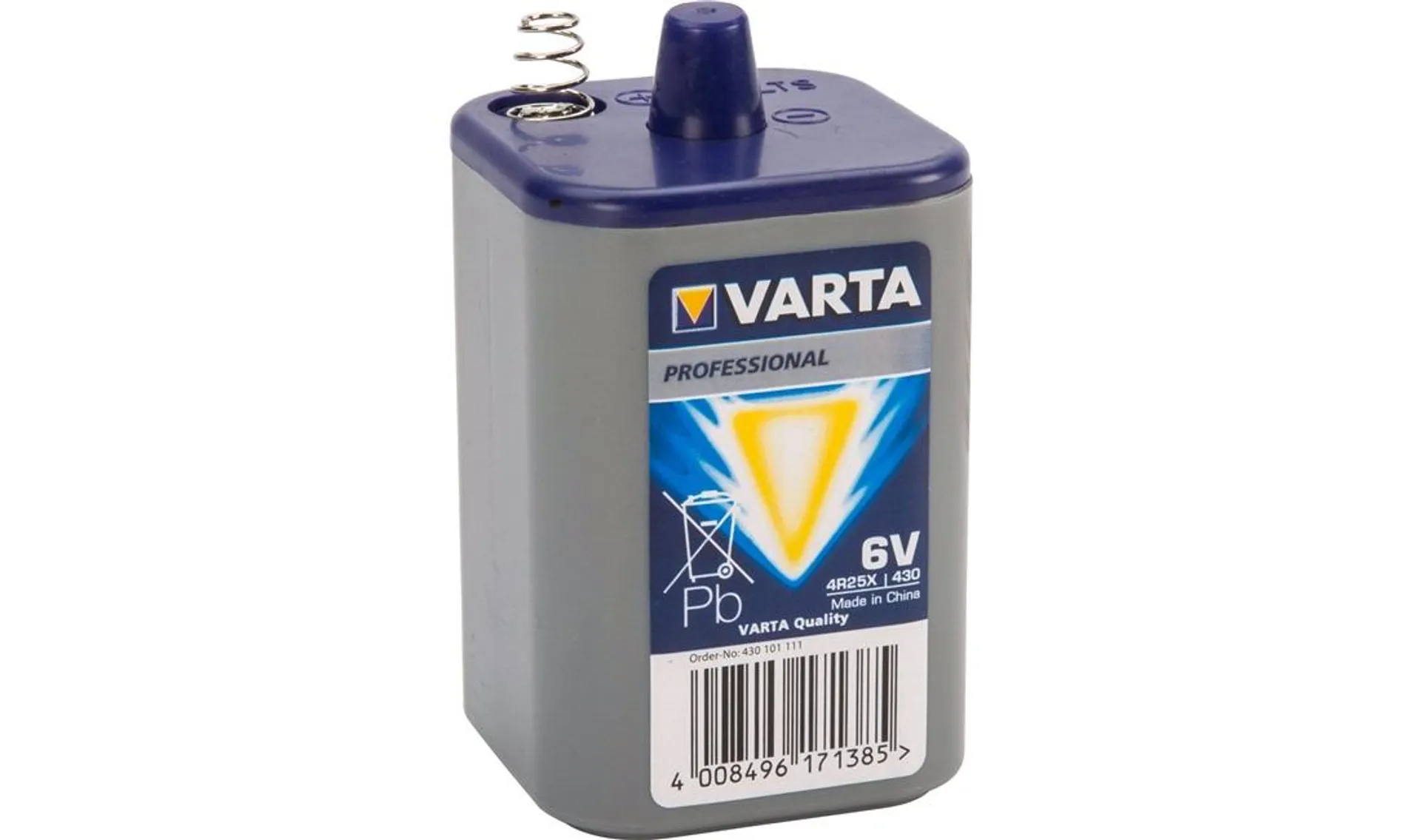 Batteri, 6 volt med fjær, Blokkbatteri