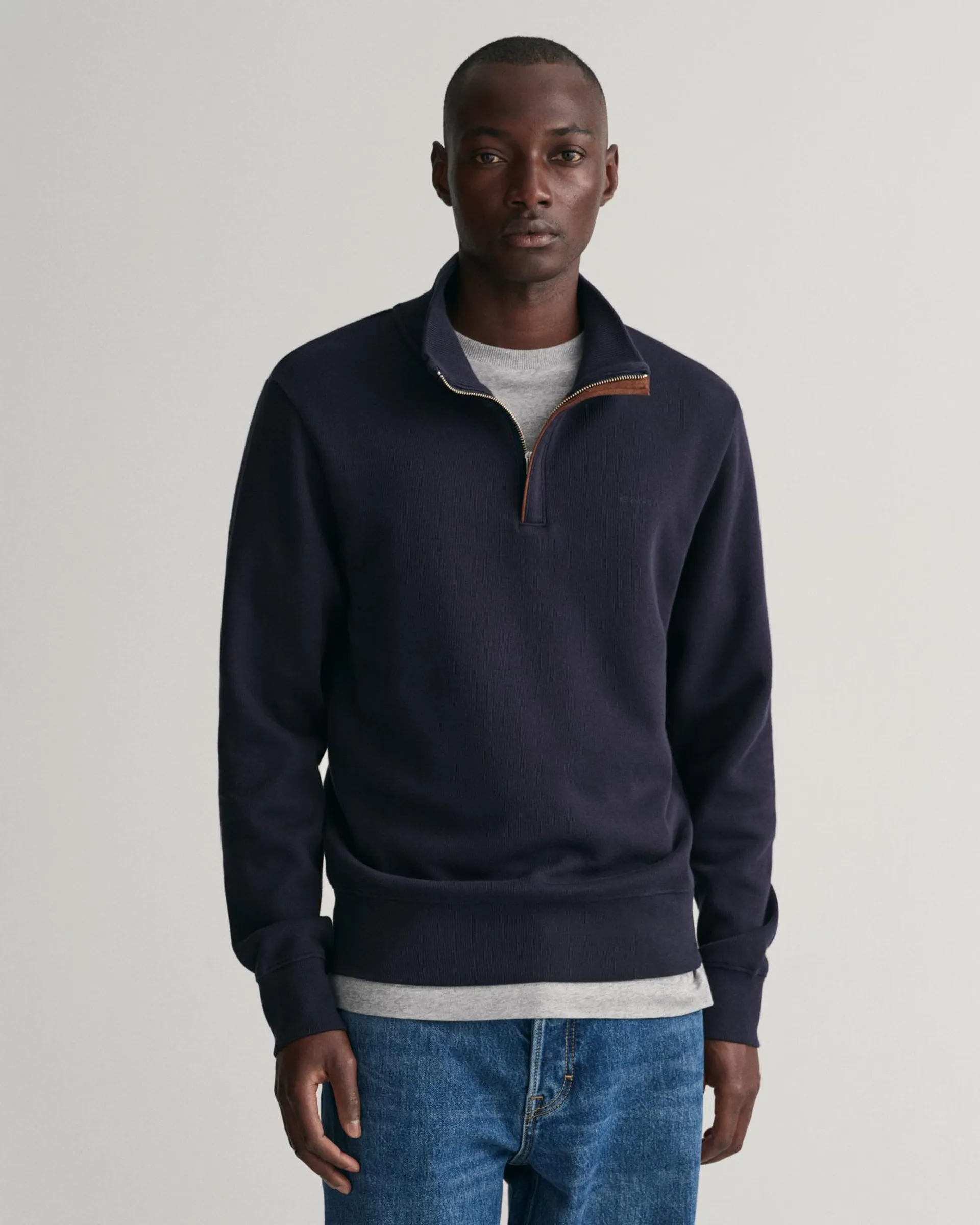 Sacker Rib Sweatshirt med halv glidelås