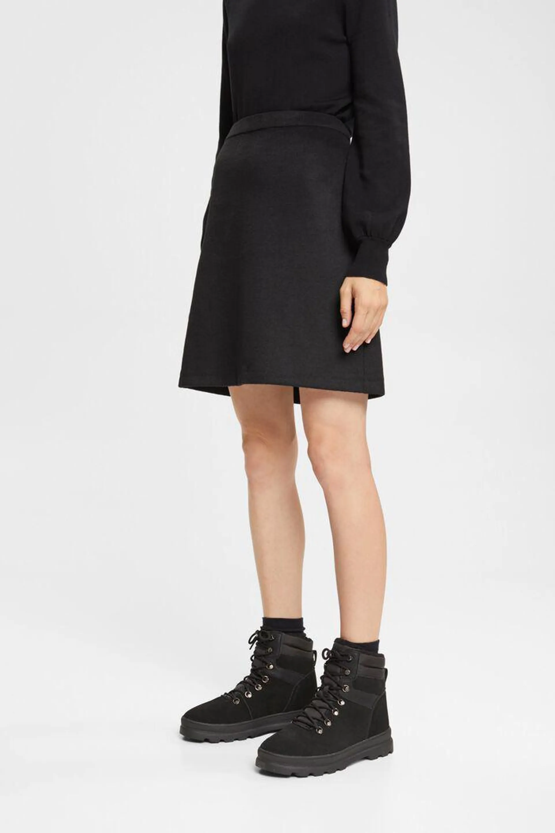 Wool blend mini skirt