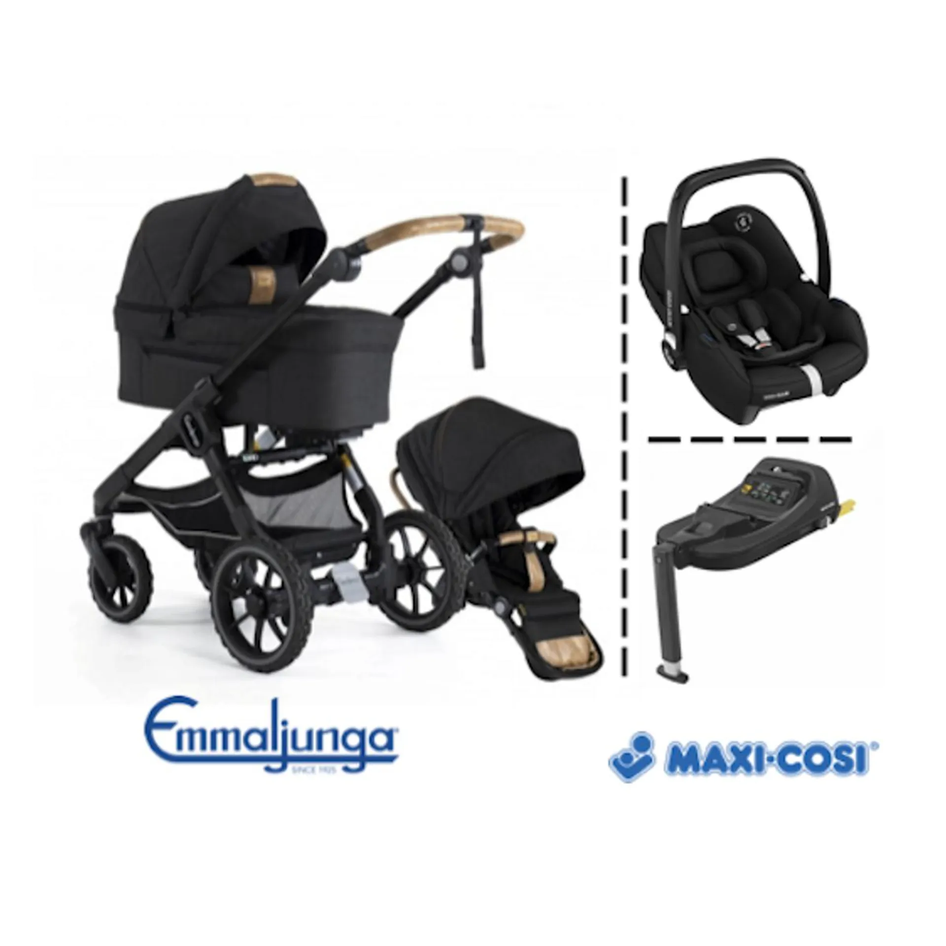 Emmaljunga 2023 | NXT90 Ergo Kombivogn + Bilstol & Base | Outdoor Trek