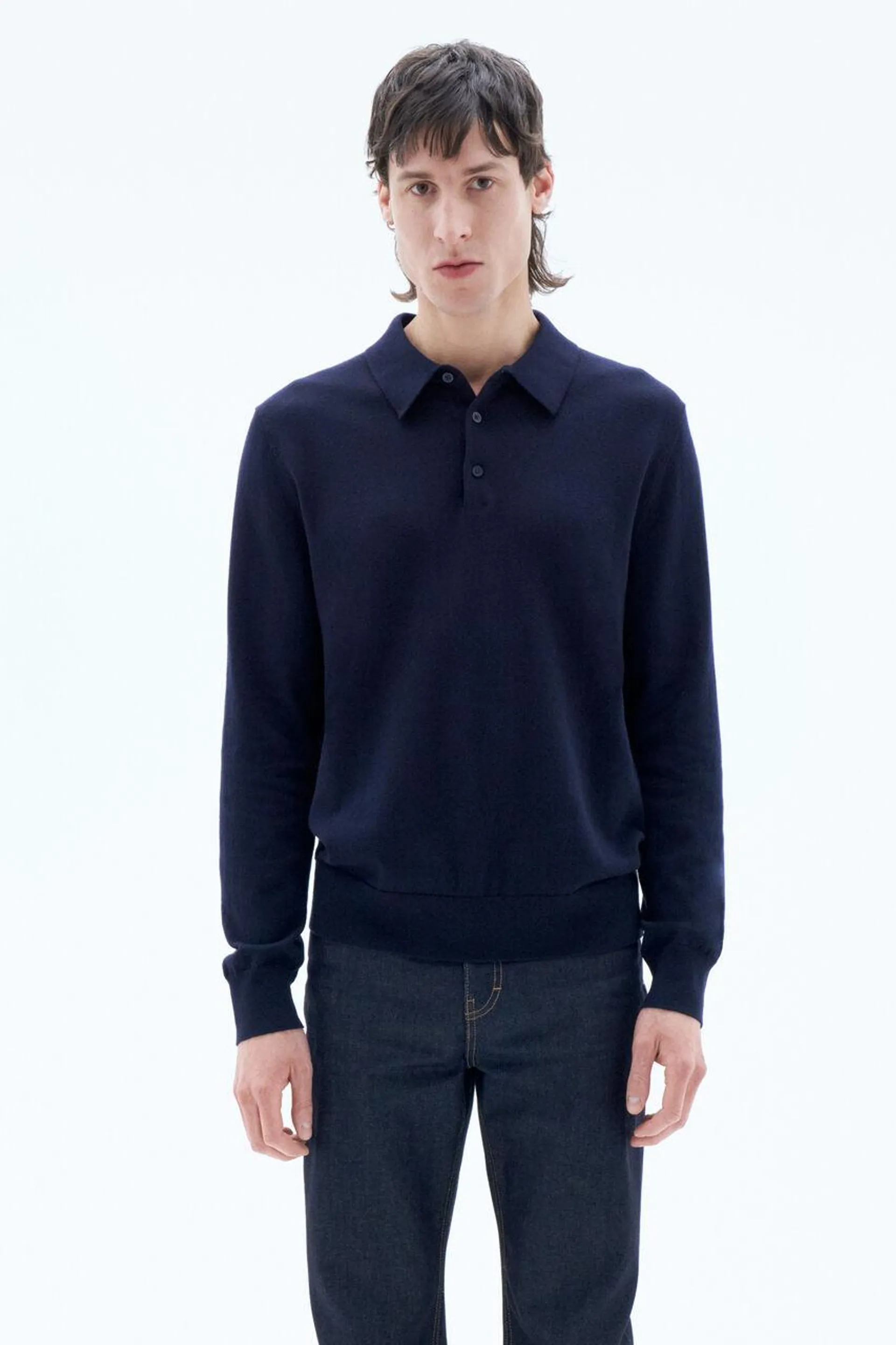 Knitted Polo Shirt Navy