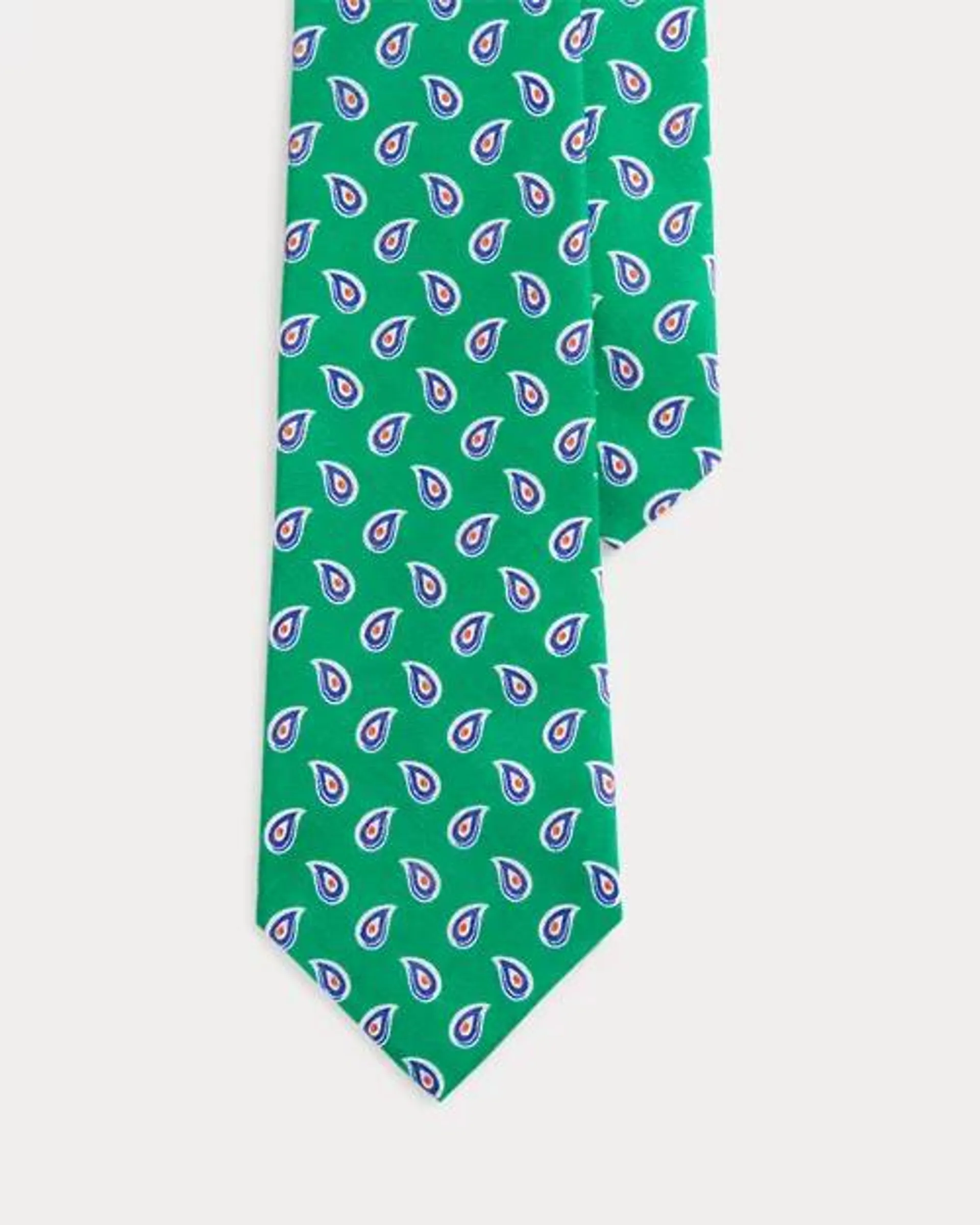 Pine-Print Linen Tie