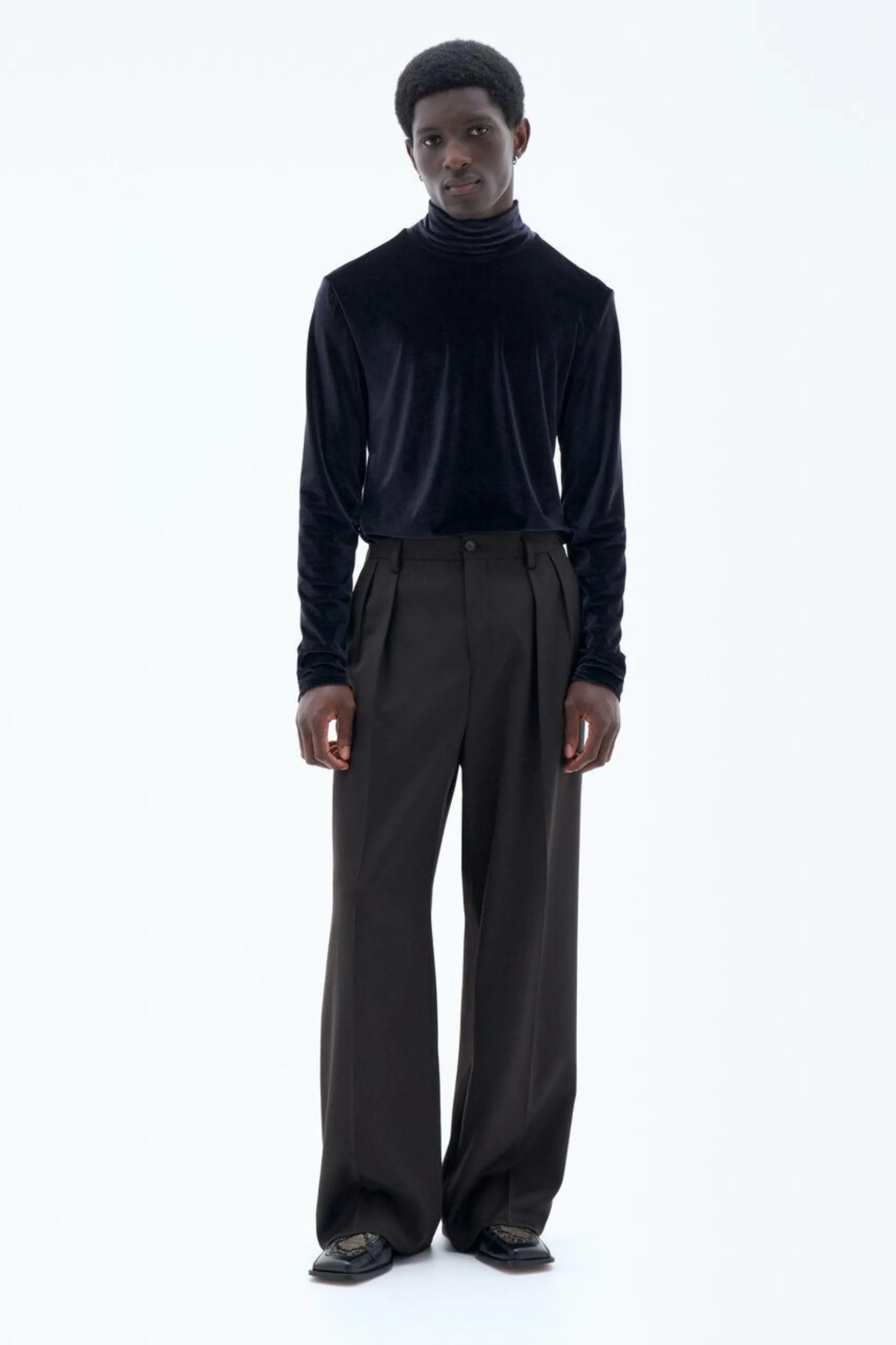 Wide Wool Trousers Dark Chocolate