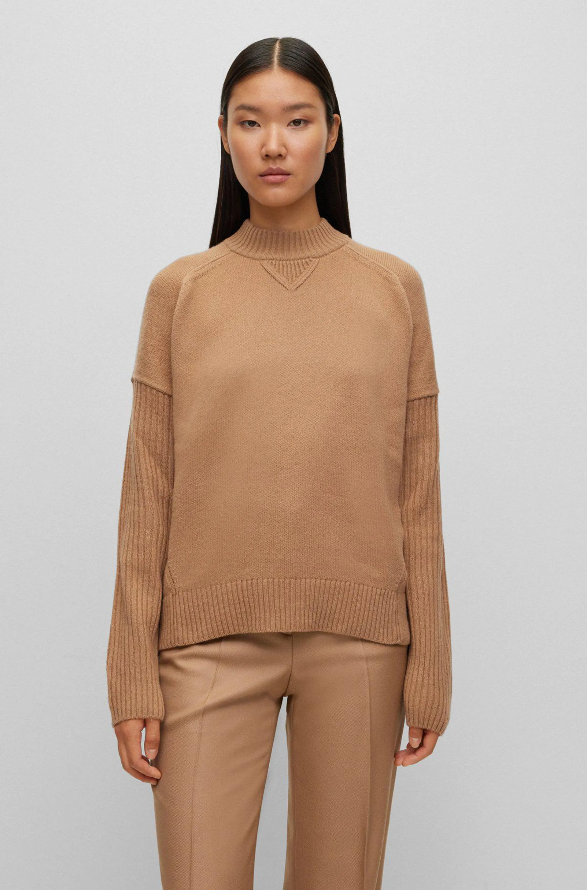 Virgin-wool sweater with embroidered monogram
