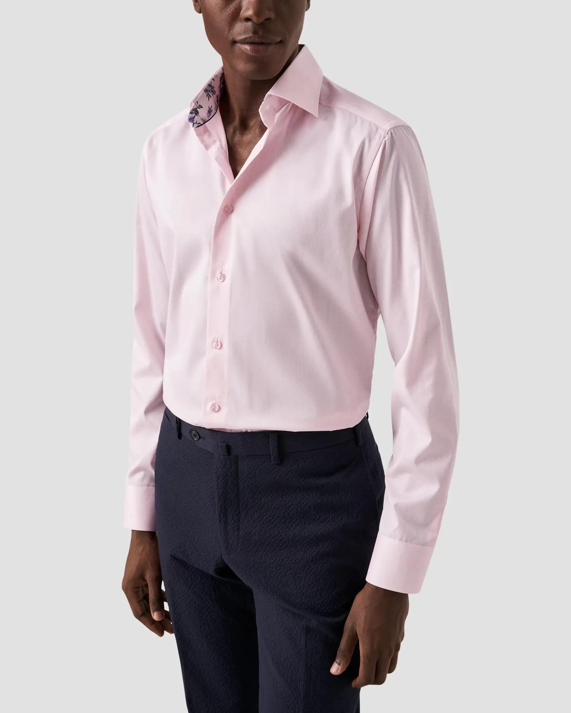 Pink Signature Twill Shirt - Floral Contrast Details