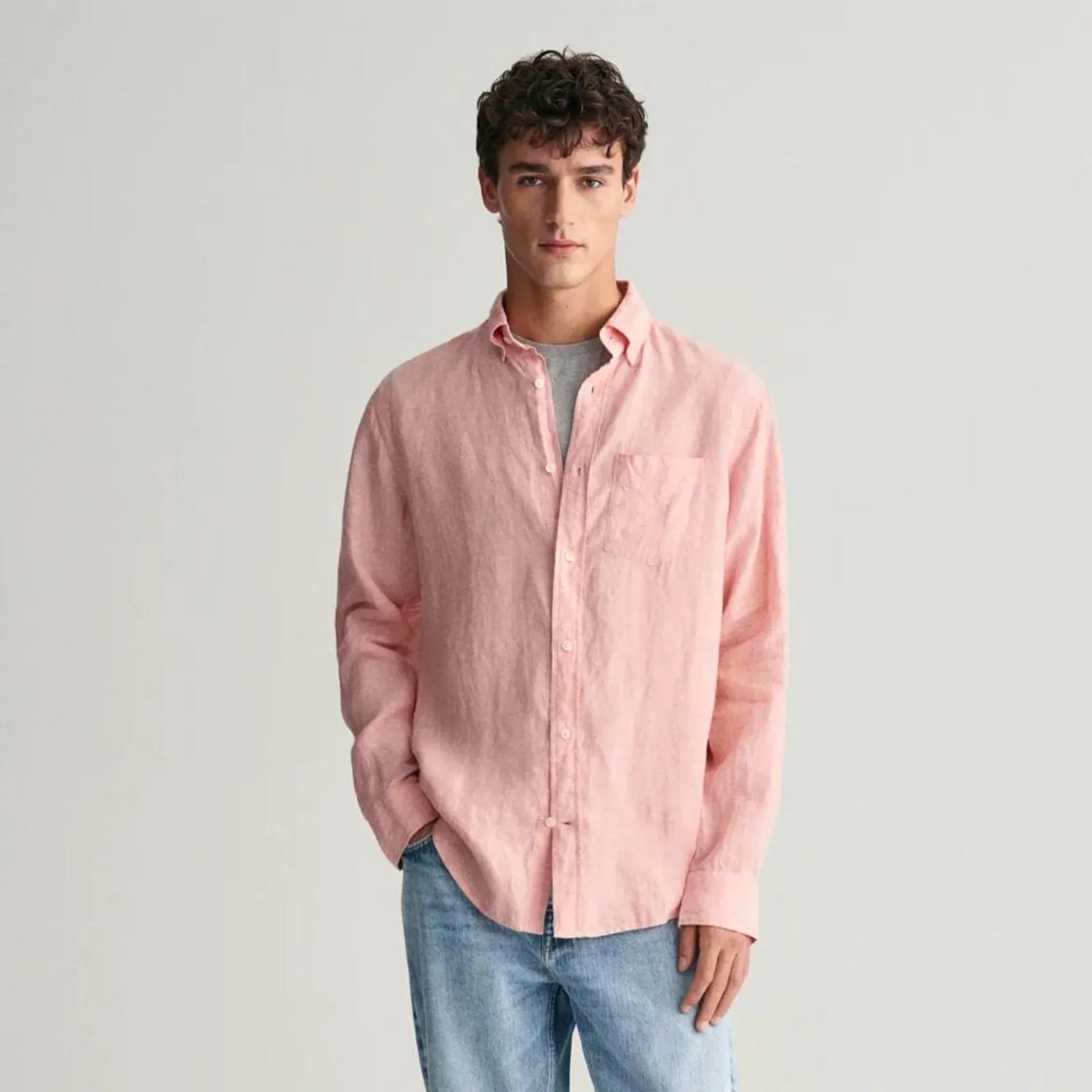 Regular Linen Shirt - Peachy Pink