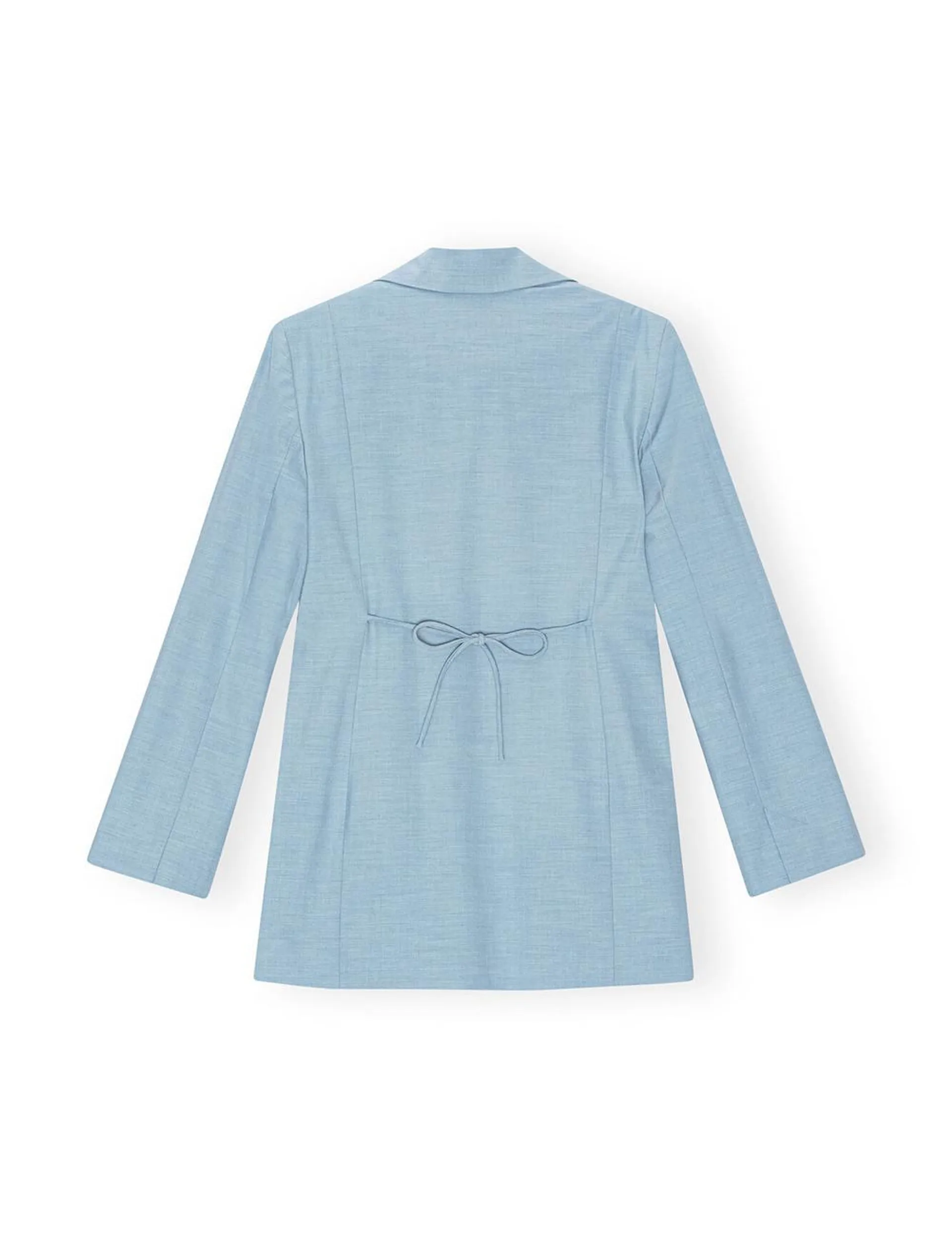 Drapey Melange Tiestring Blazer Powder Blue