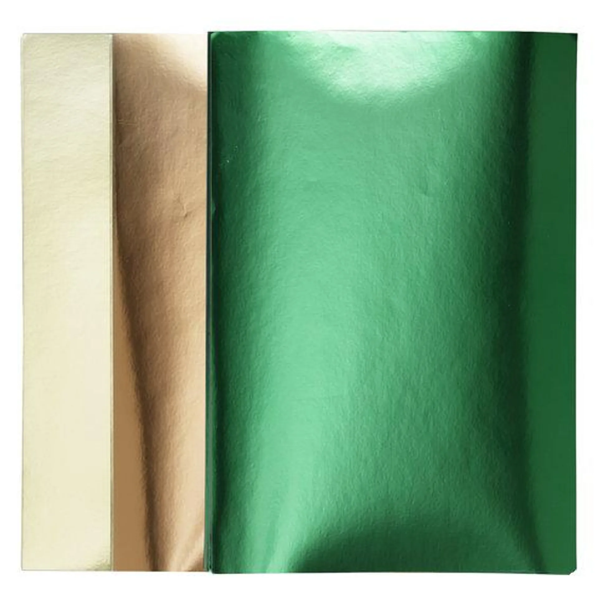 Papirkit A5 (148×210 mm) med 20 metallicark i 3 ulike farger.