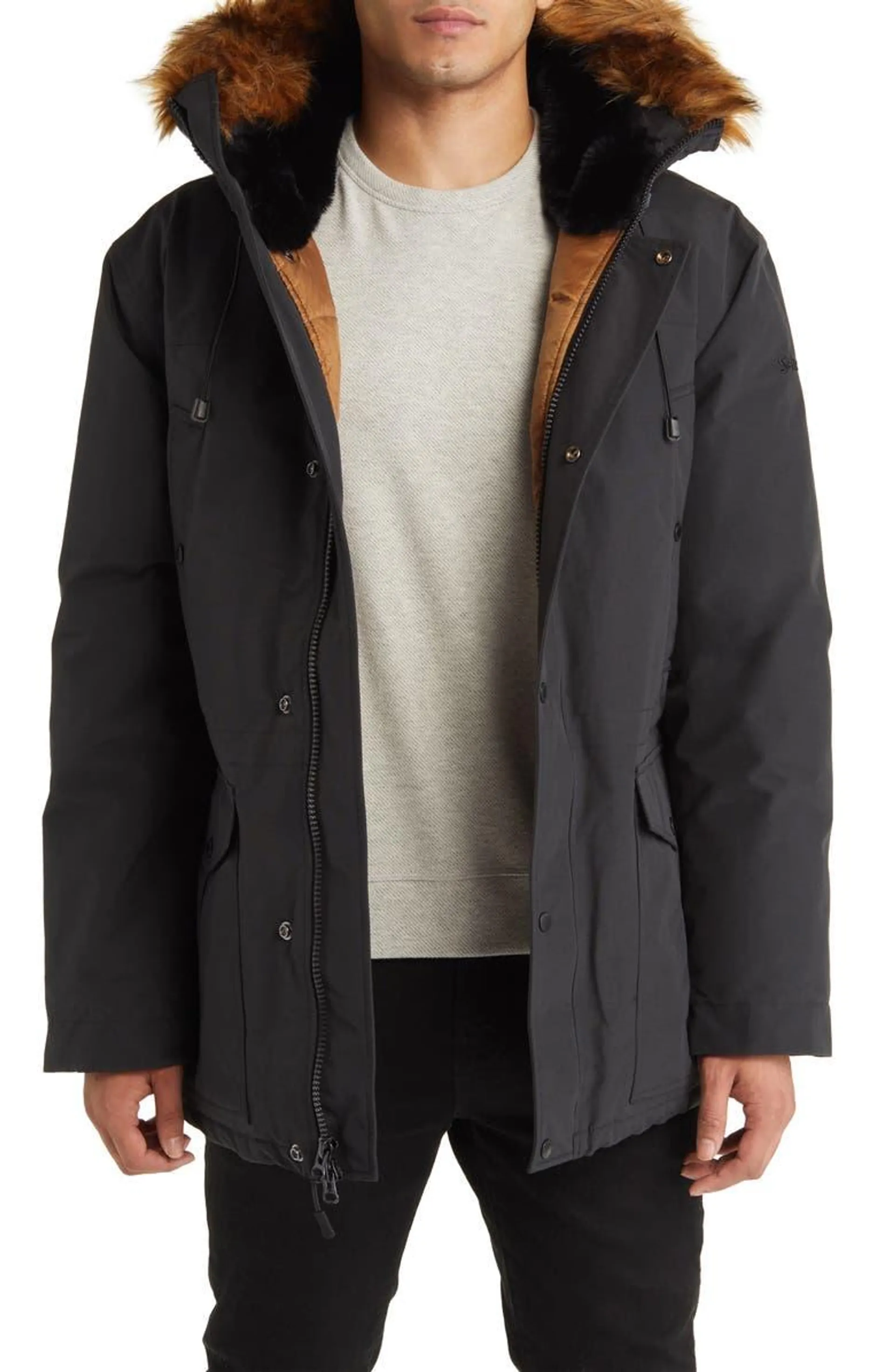 Waterproof Down Parka with Faux Fur Trim