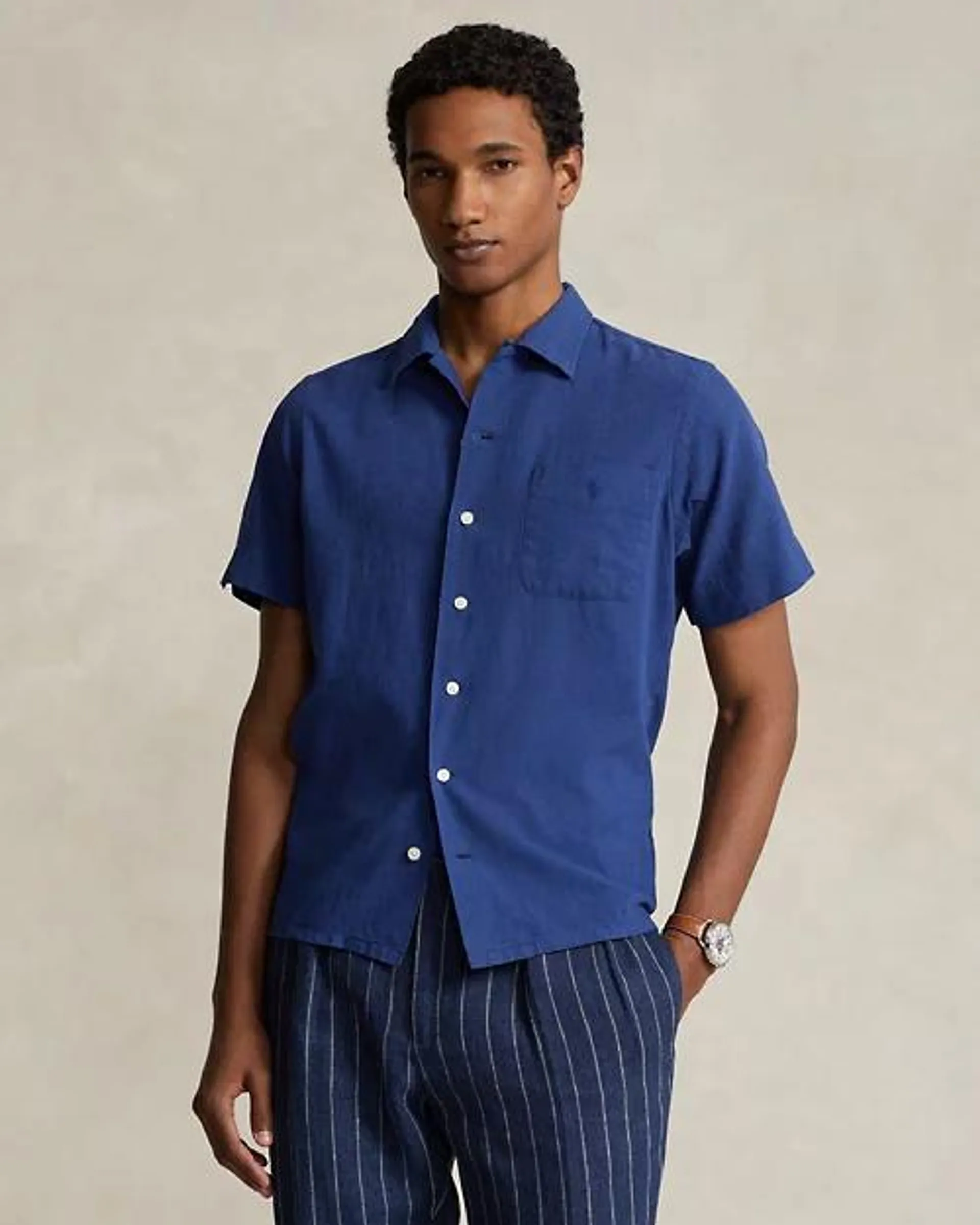 Classic Fit Linen-Cotton Camp Shirt