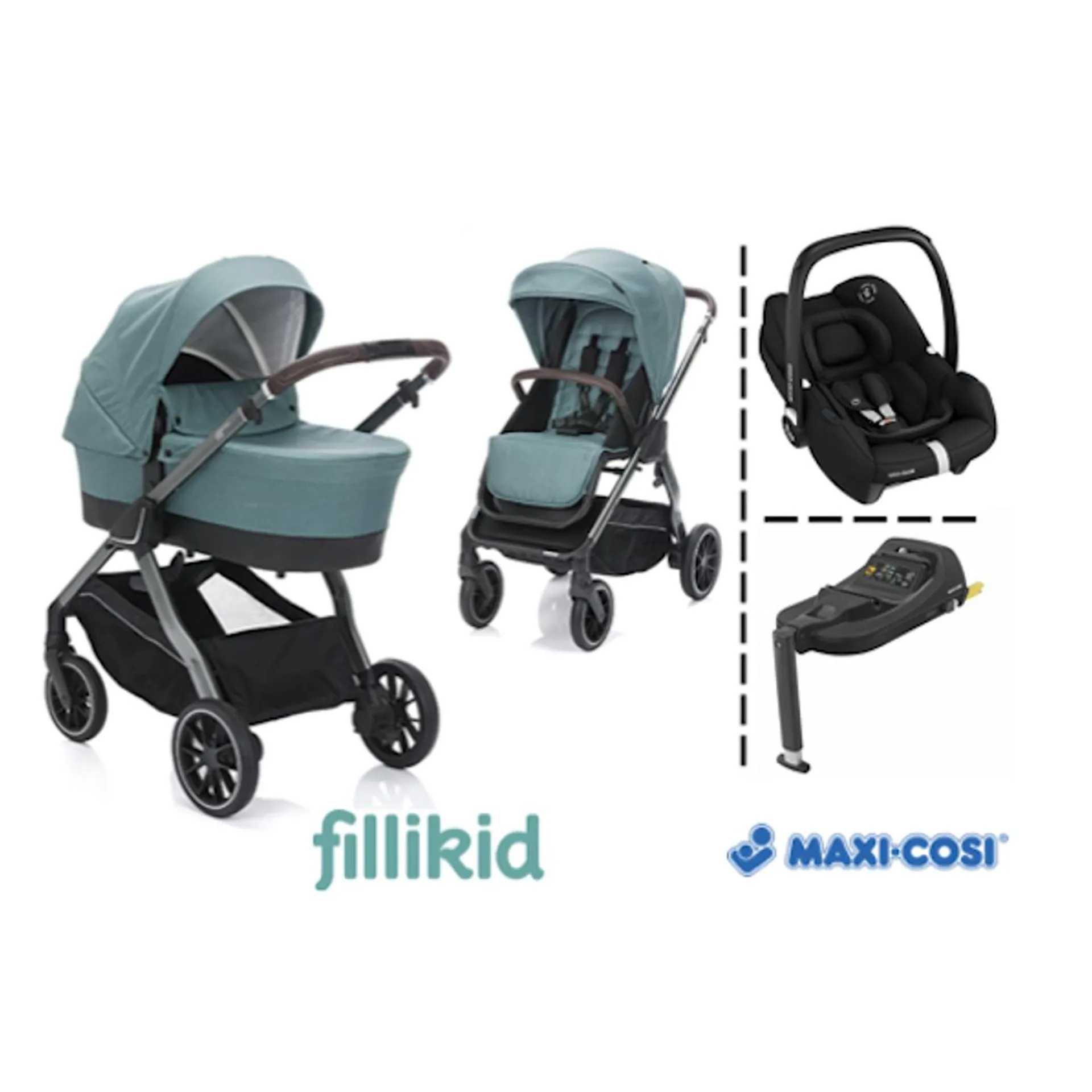 Fillikid | Puma Kombivogn + Bilstol & Base | Verde