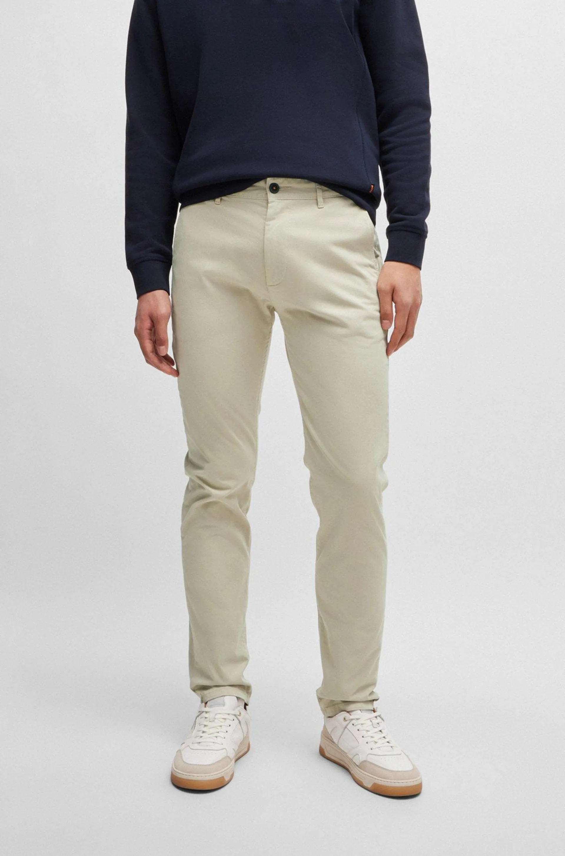 Slim-fit chinos in stretch-cotton satin