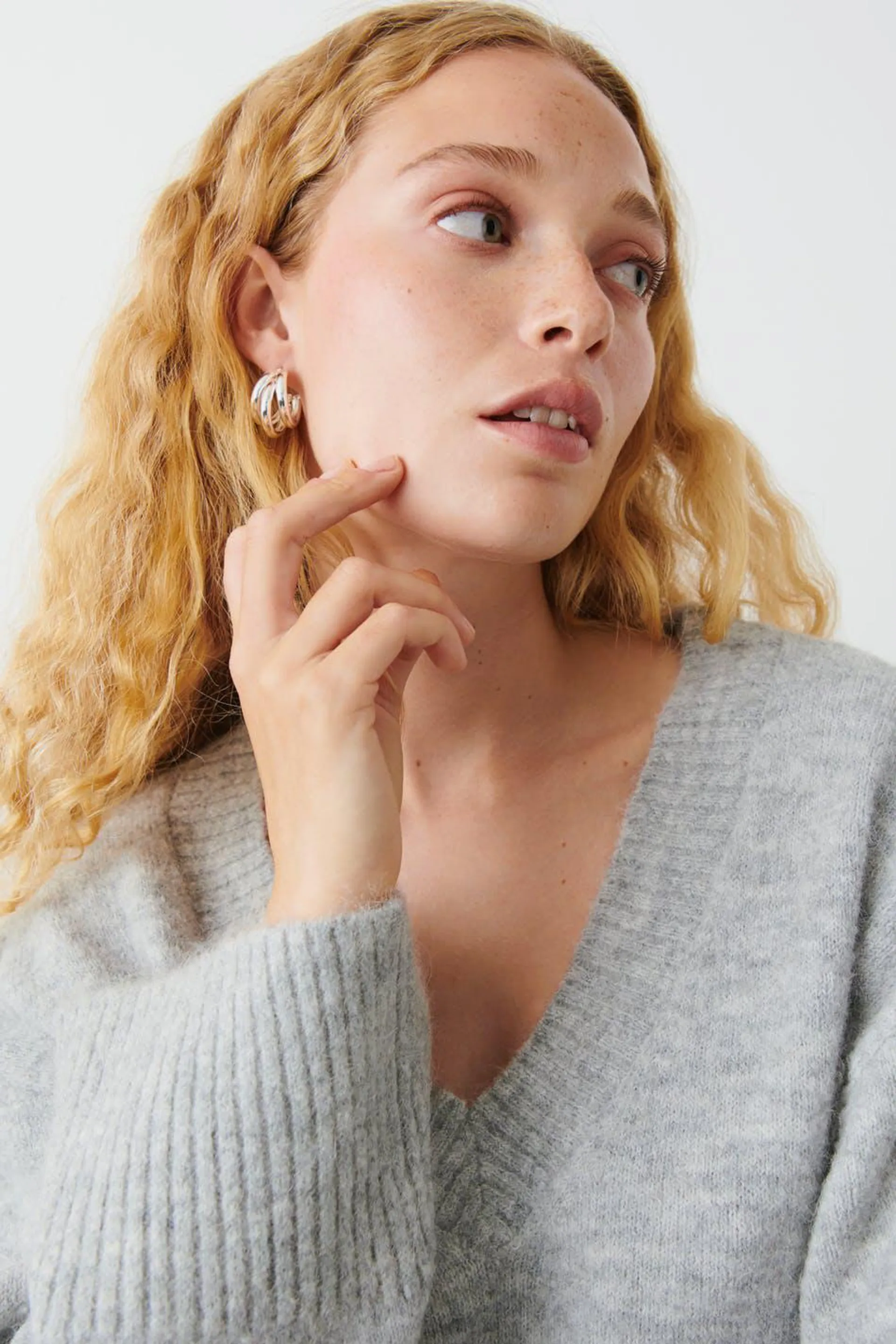 V-neck knitted sweater