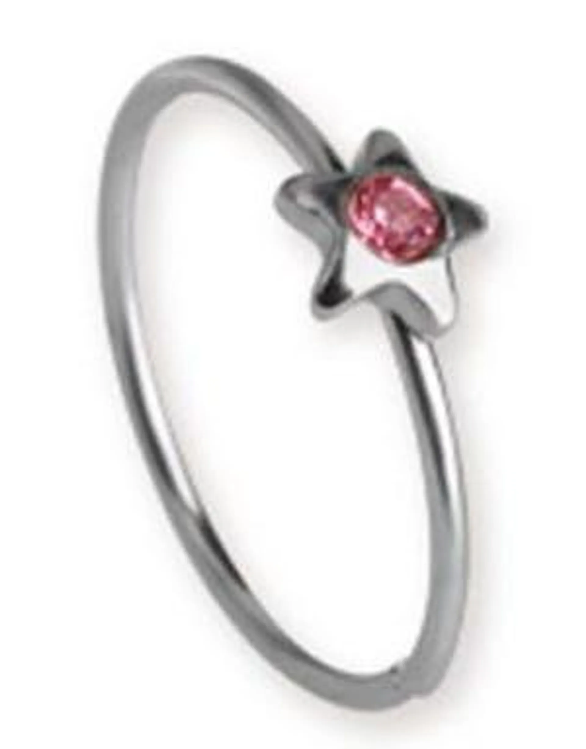 Rund Nesepiercing med Stjerne og Rosa Sten