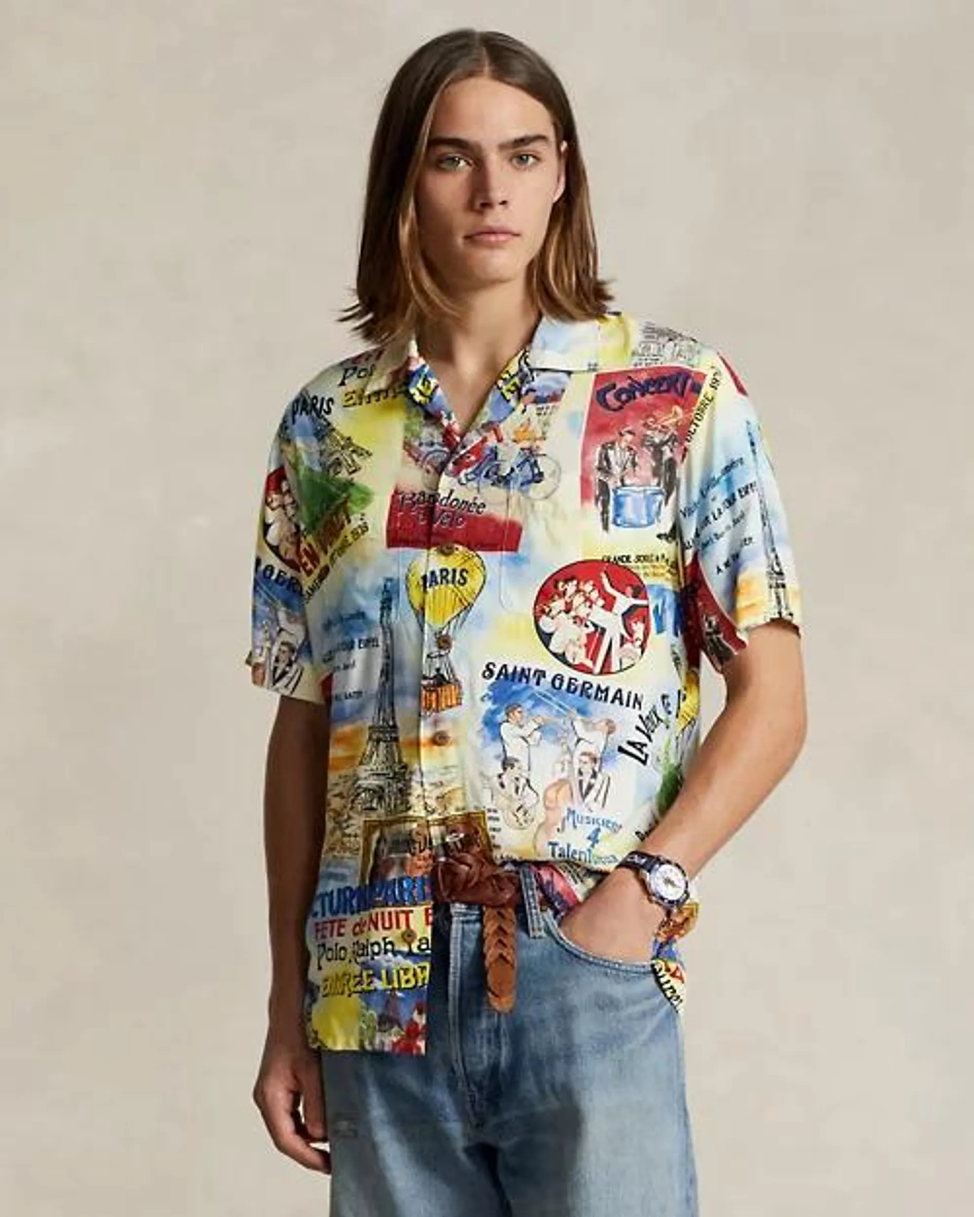 Classic Fit Printed Camp Shirt