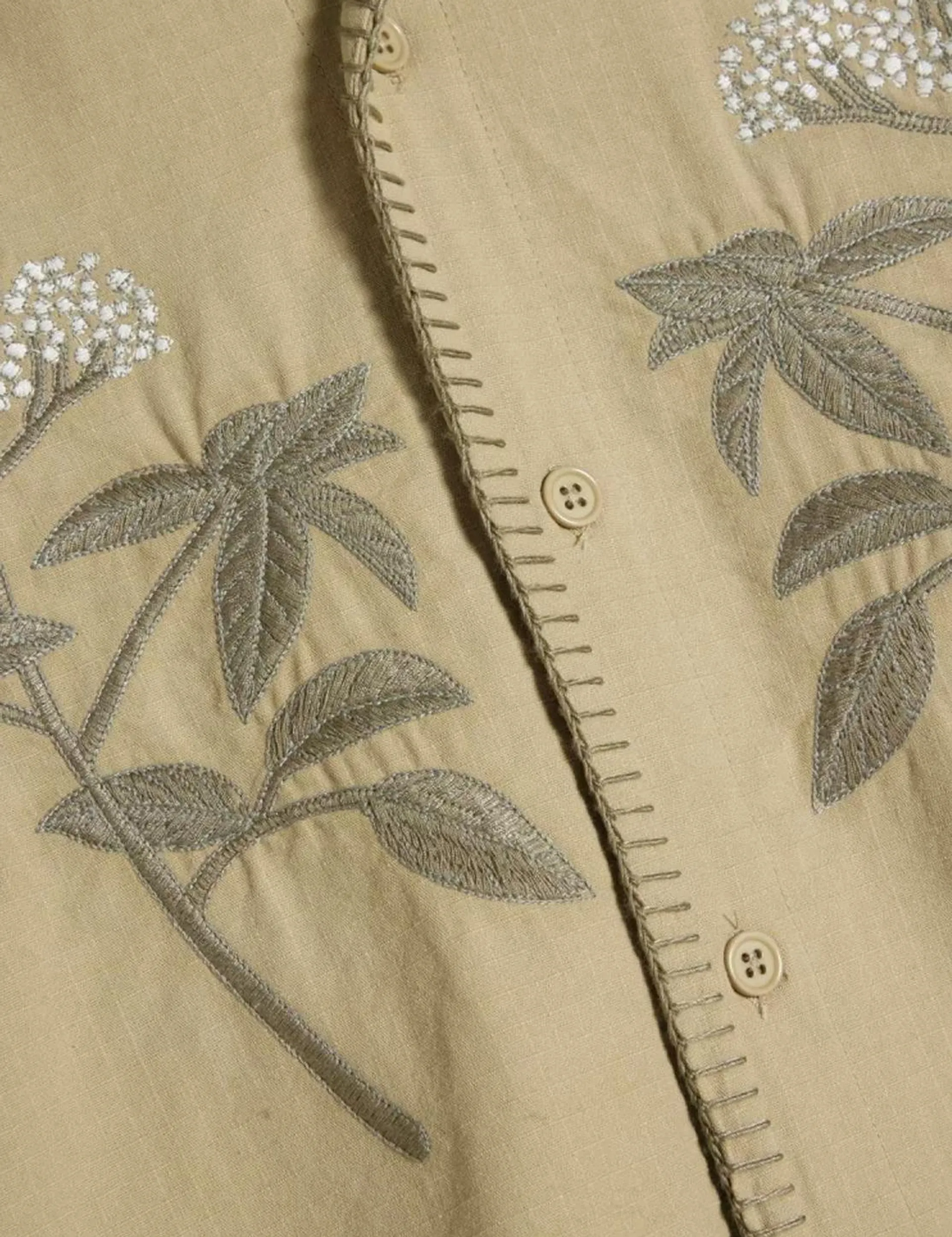 Pier Ripstop Embroidery Shirt Beige