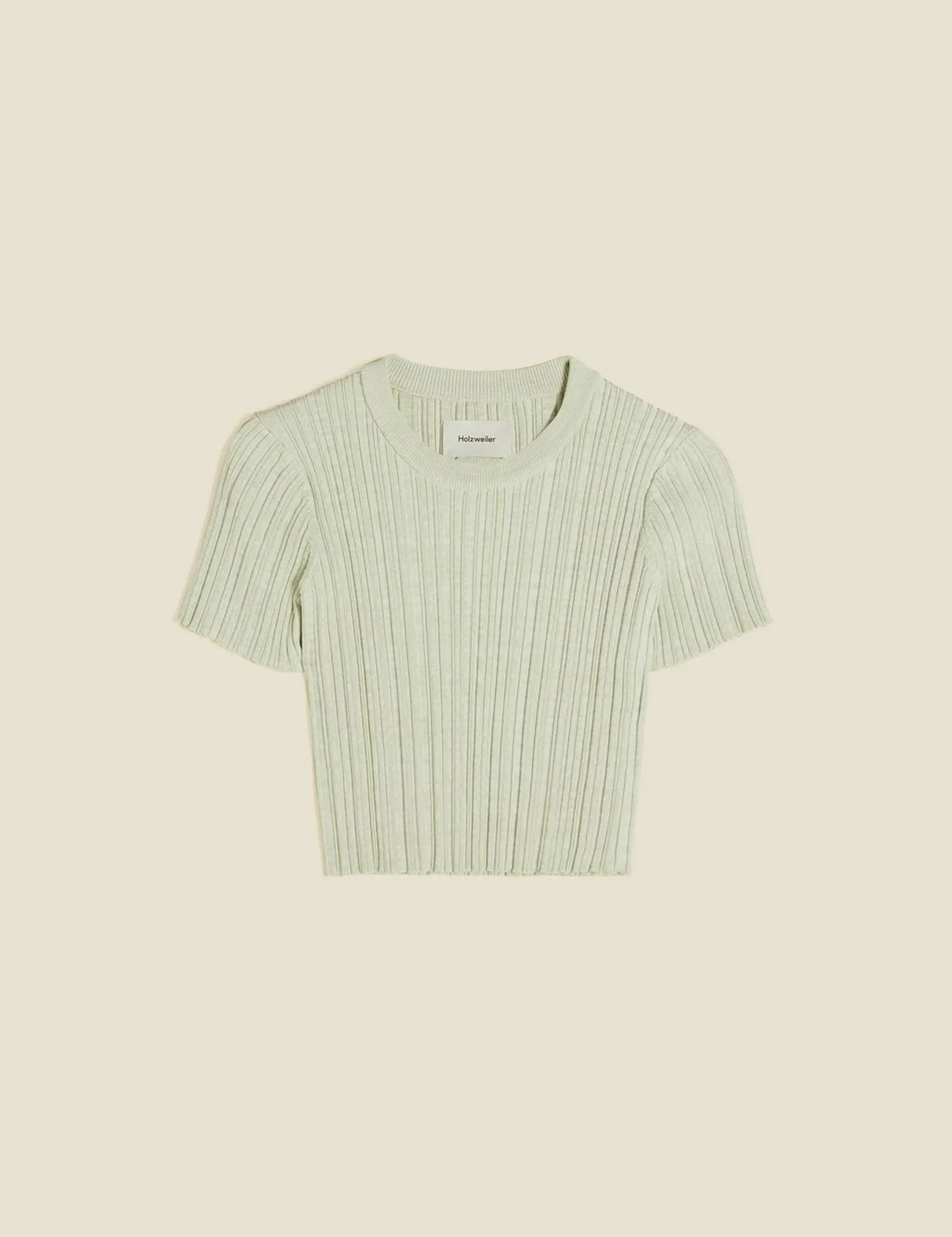 Tree Cropped Knit Tee Lt. Green Mix