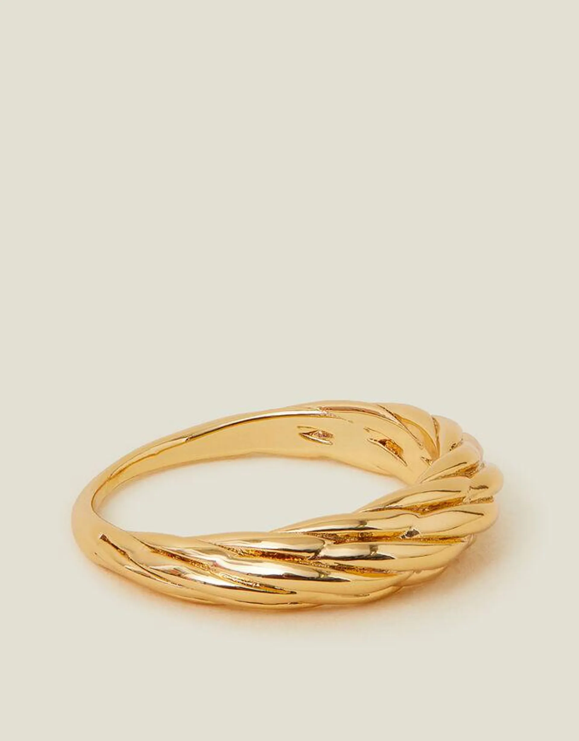 14ct Gold-Plated Twisted Band Ring Gold