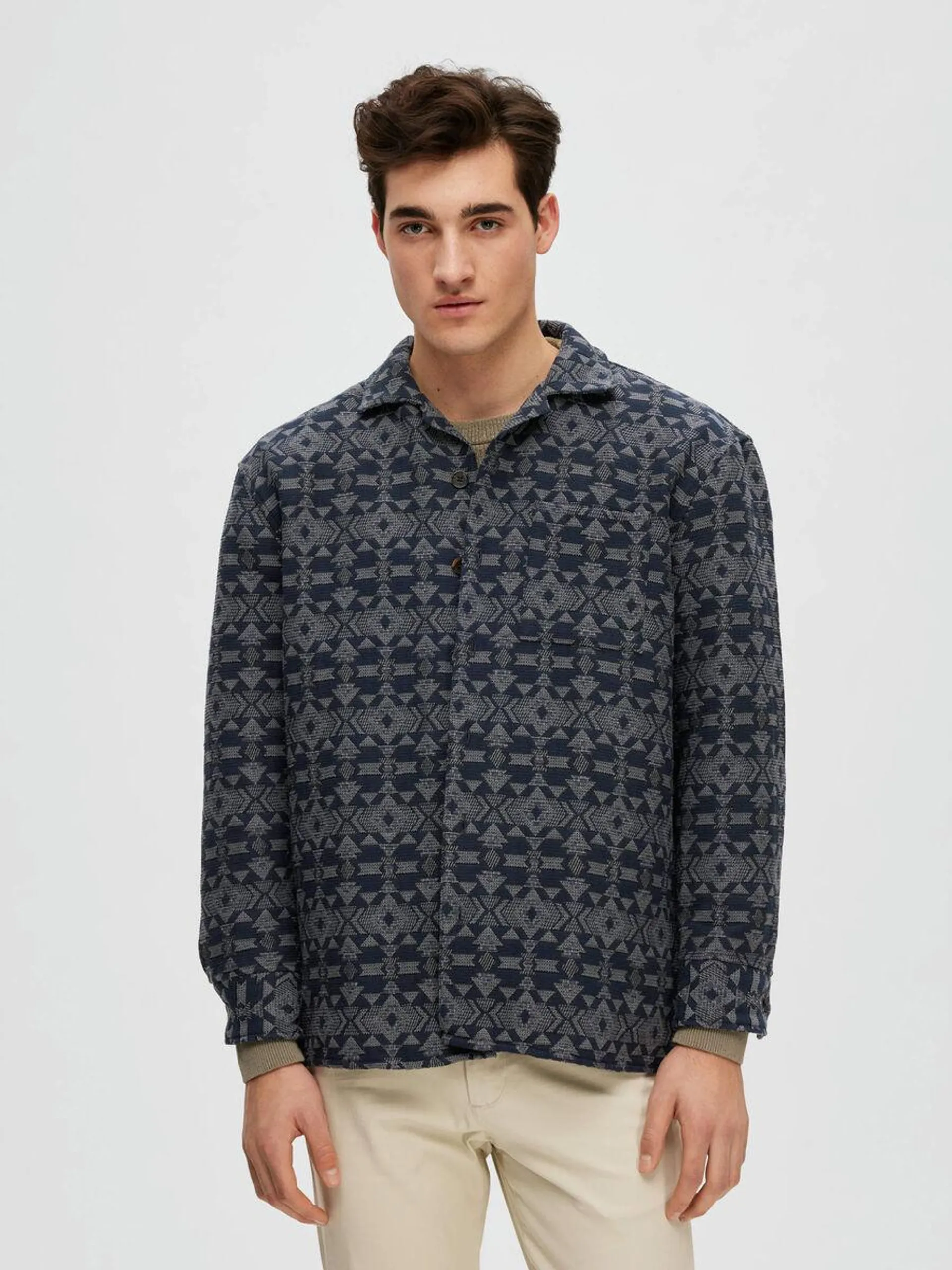 PRINTED CAMP COLLAR SKJORTEJAKKE