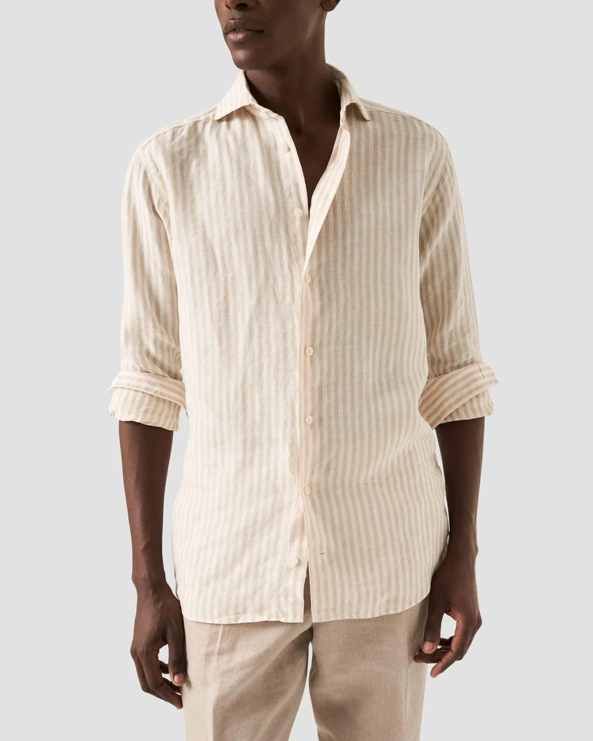 Light Brown Striped Linen Shirt