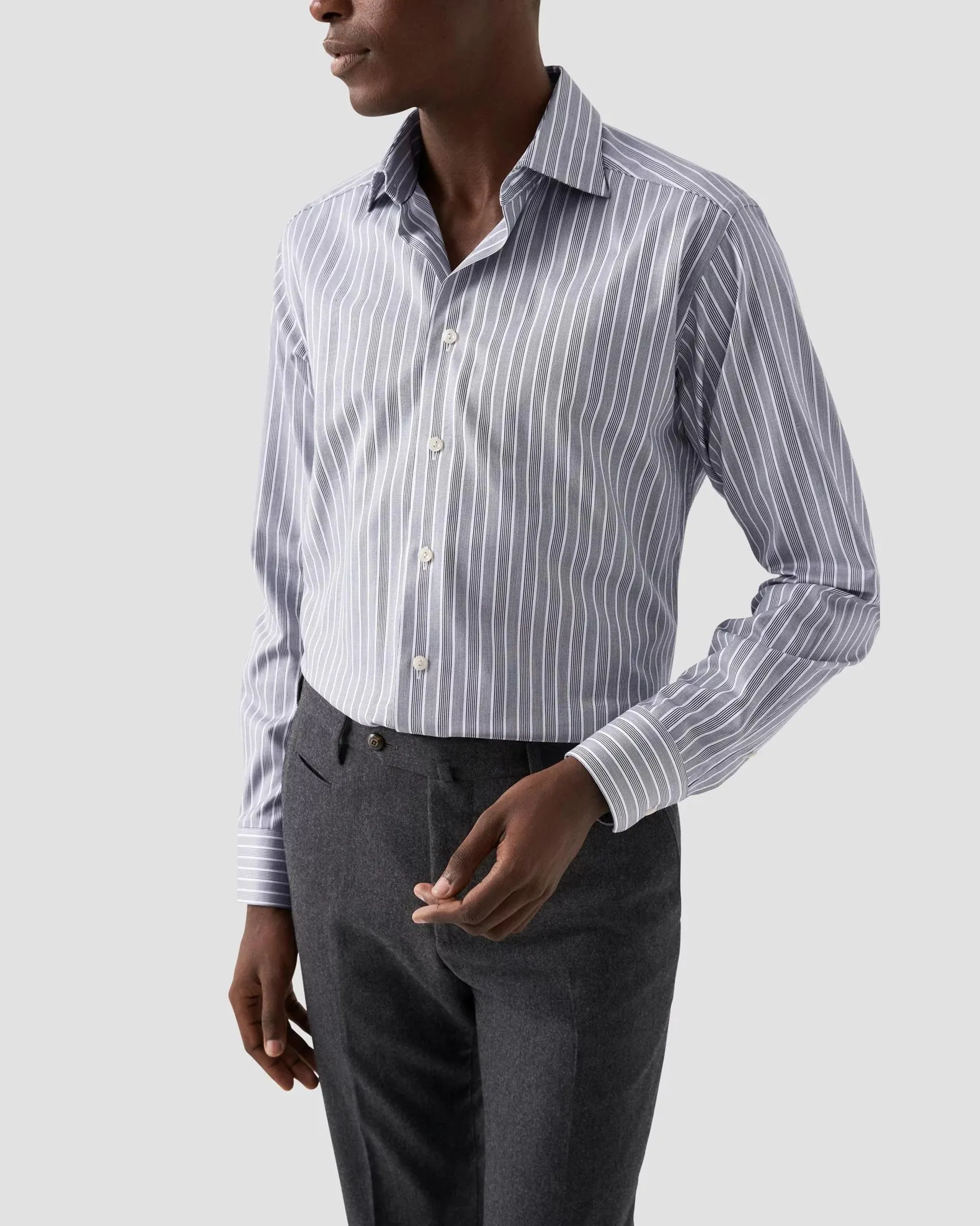 Black Bold Striped Cotton TENCEL™ Lyocell Shirt