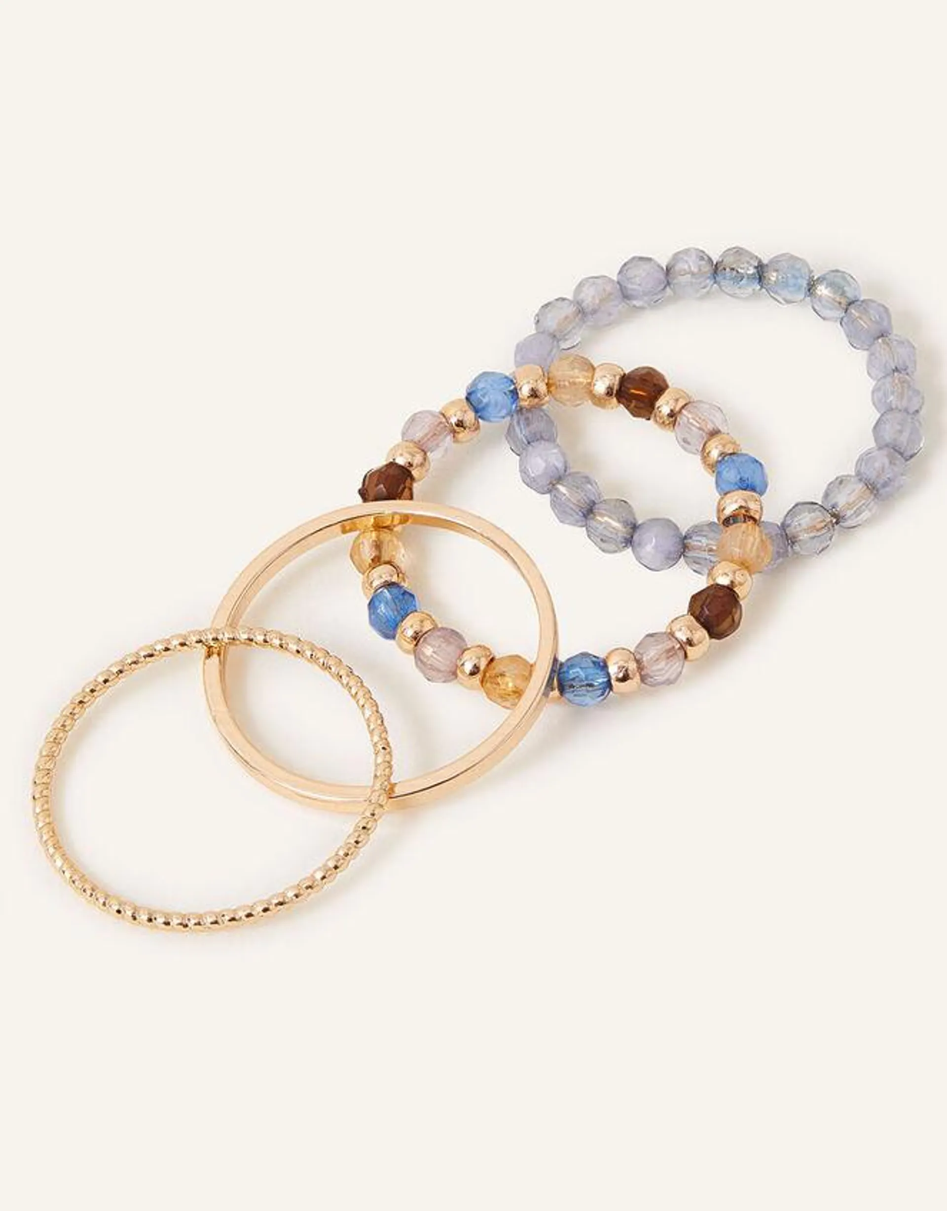 Beaded Rings 4 Pack Blue