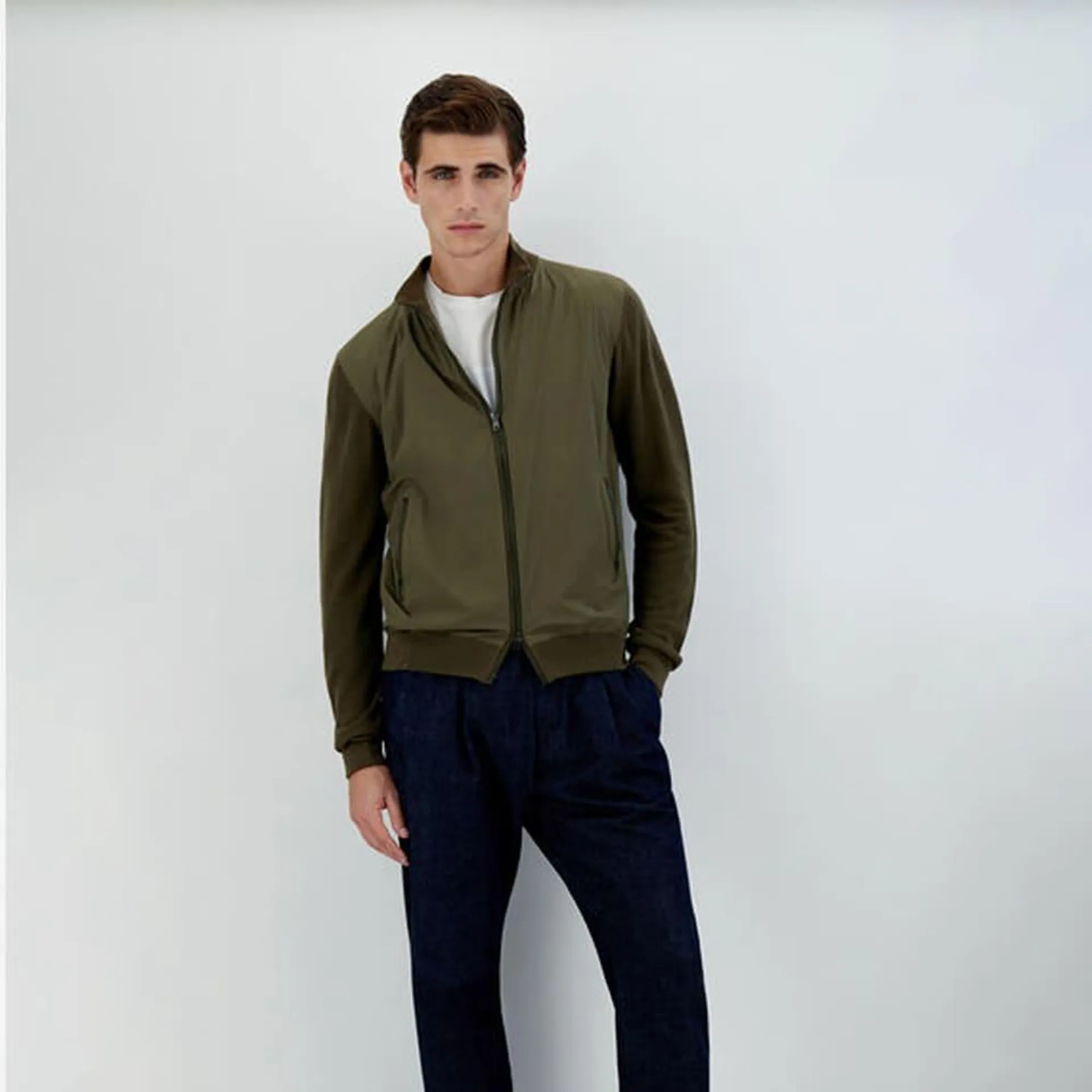 Waffle Cotton-Stretch Jacket - Verde Militare