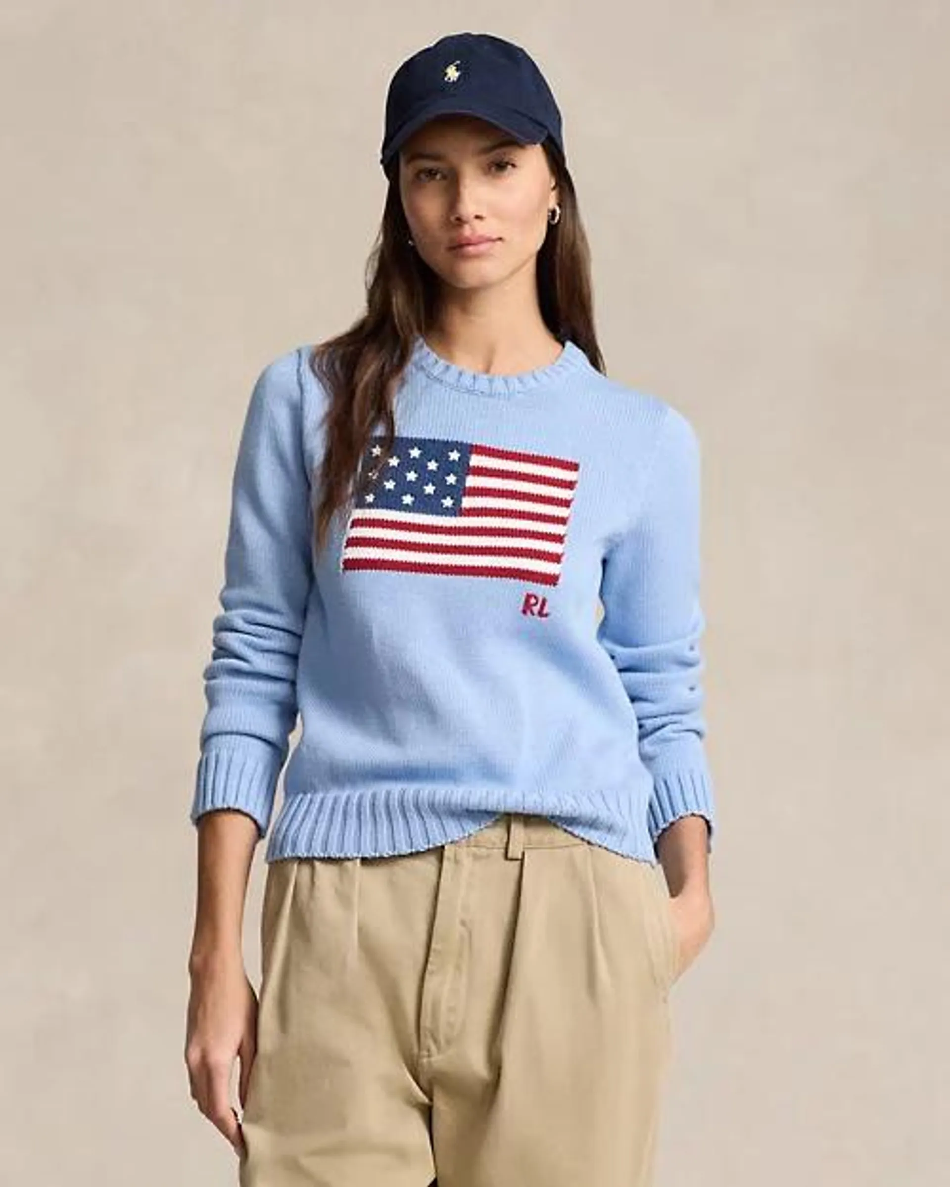 Flag Cotton Crewneck Sweater