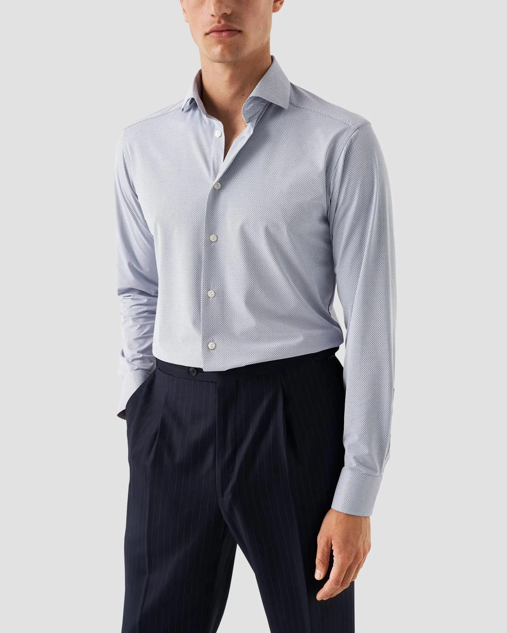 Navy Textured Four-Way Stretch Shirt