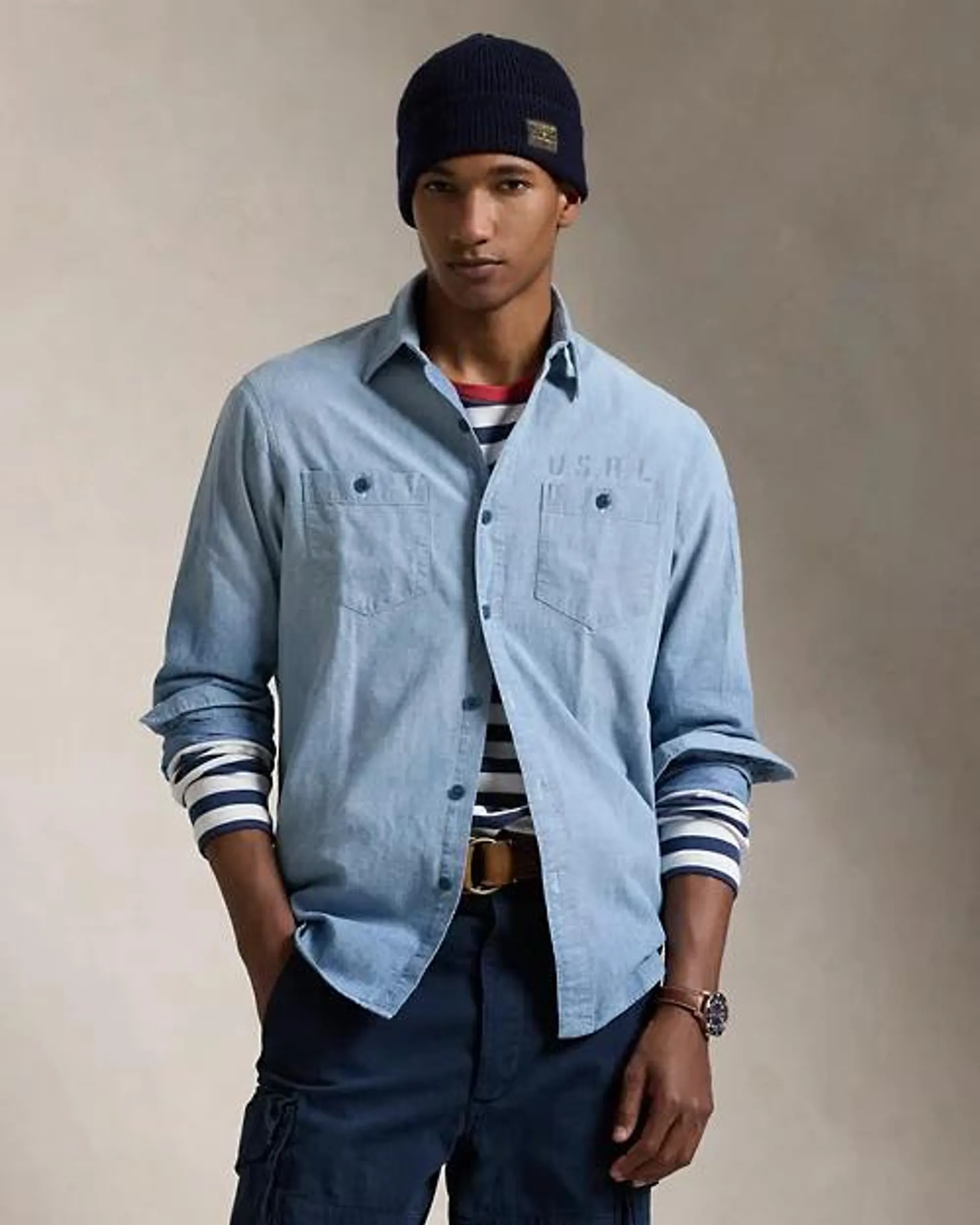 Classic Fit Indigo Chambray Workshirt