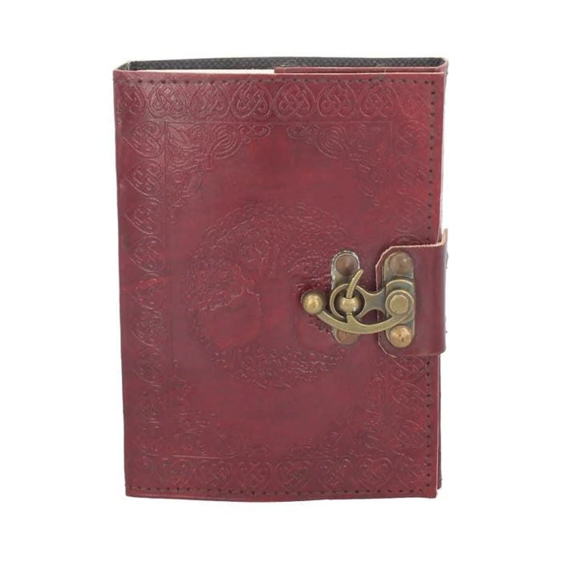 Lockable Tree Of Life Red Leather Journal 13 x 18cm