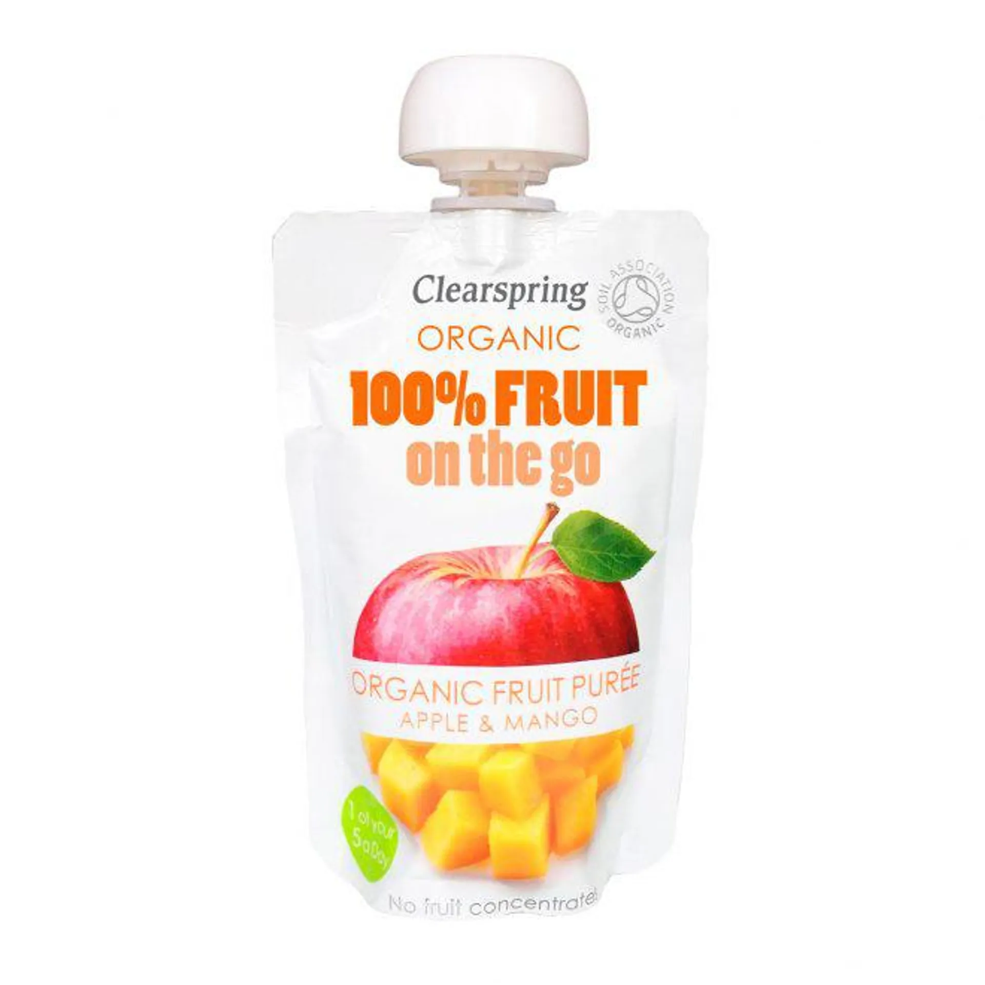 Clearspring økologisk on the go eple- & mangopuré 120 ml