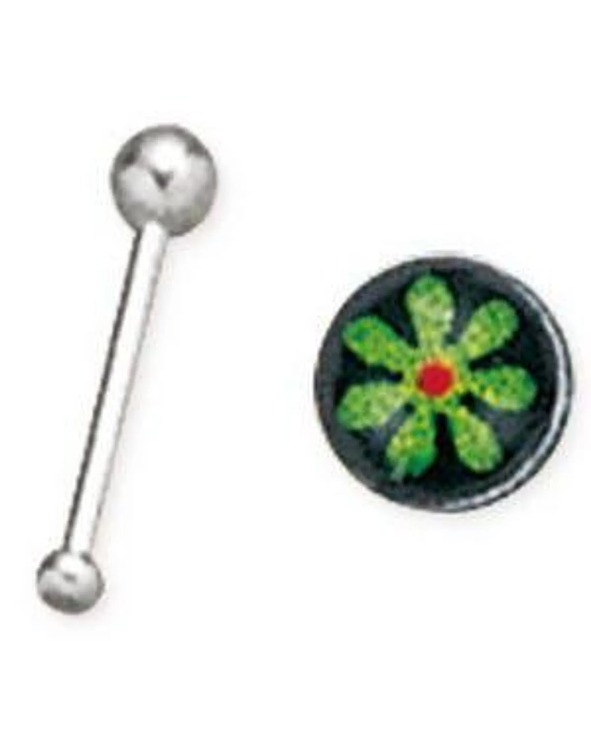 Rett Nesepiercing med Grønn Blomst
