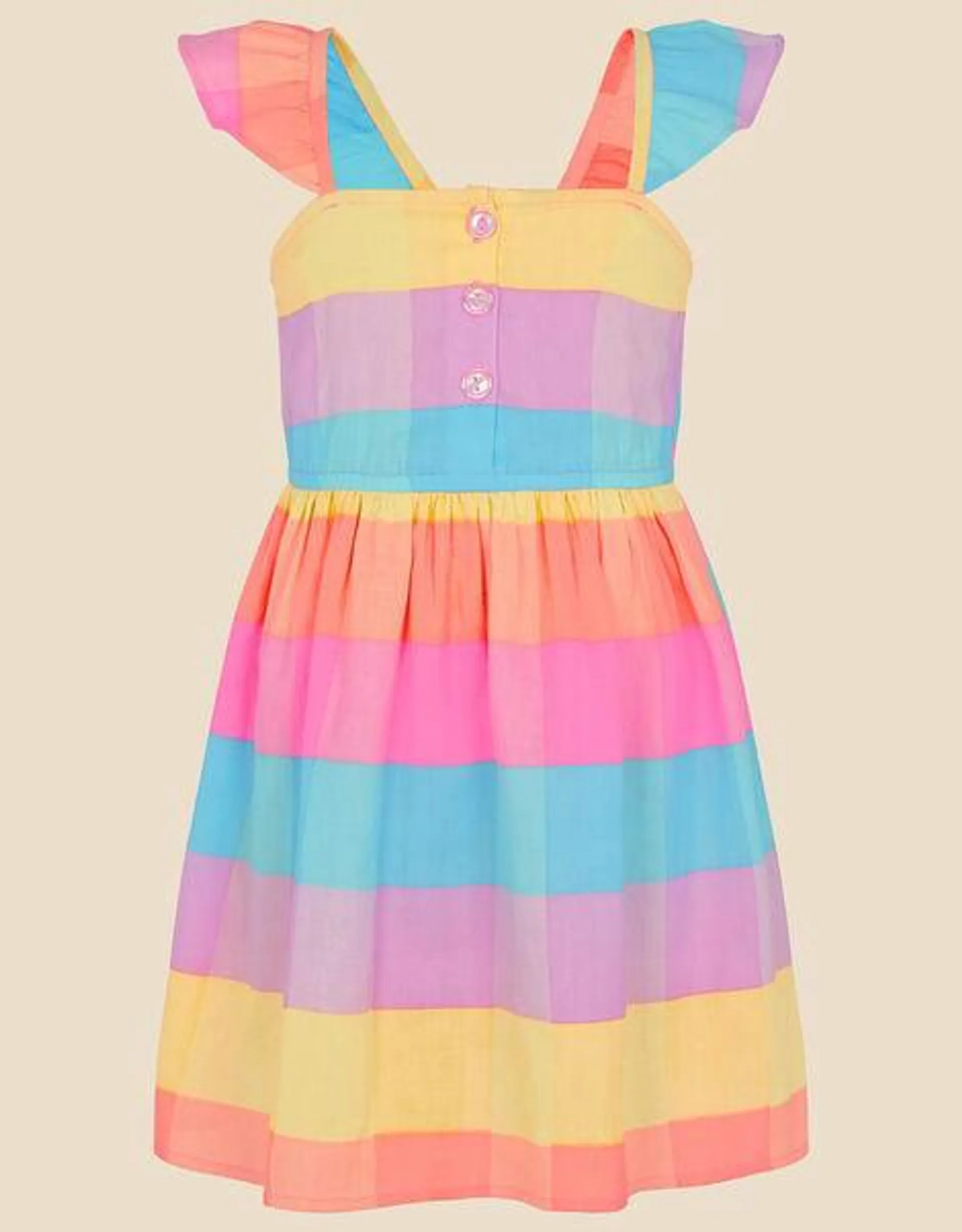 Frill Sleeve Check Dress Multi