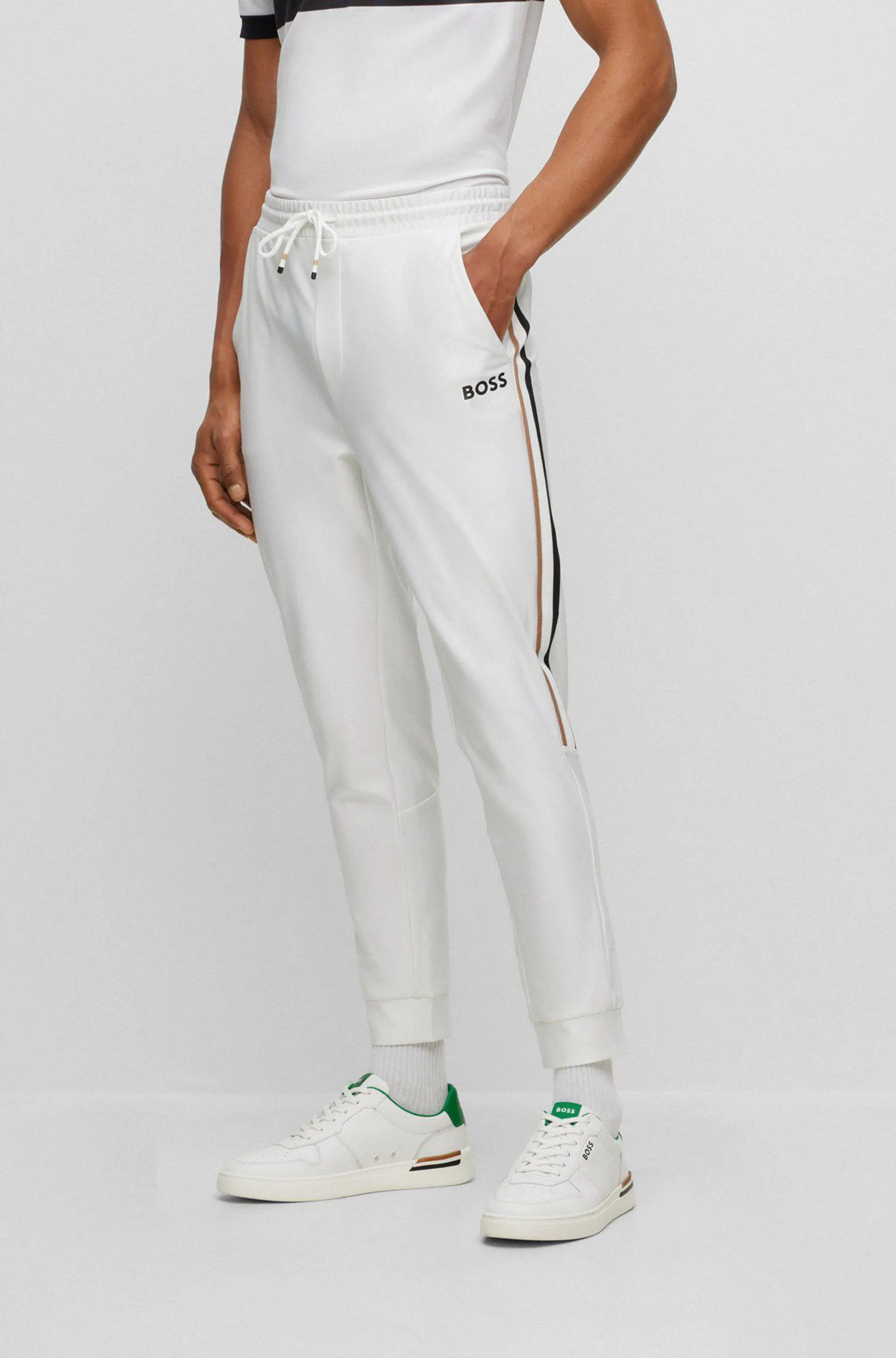 BOSS x Matteo Berrettini tracksuit bottoms with stripes and logo