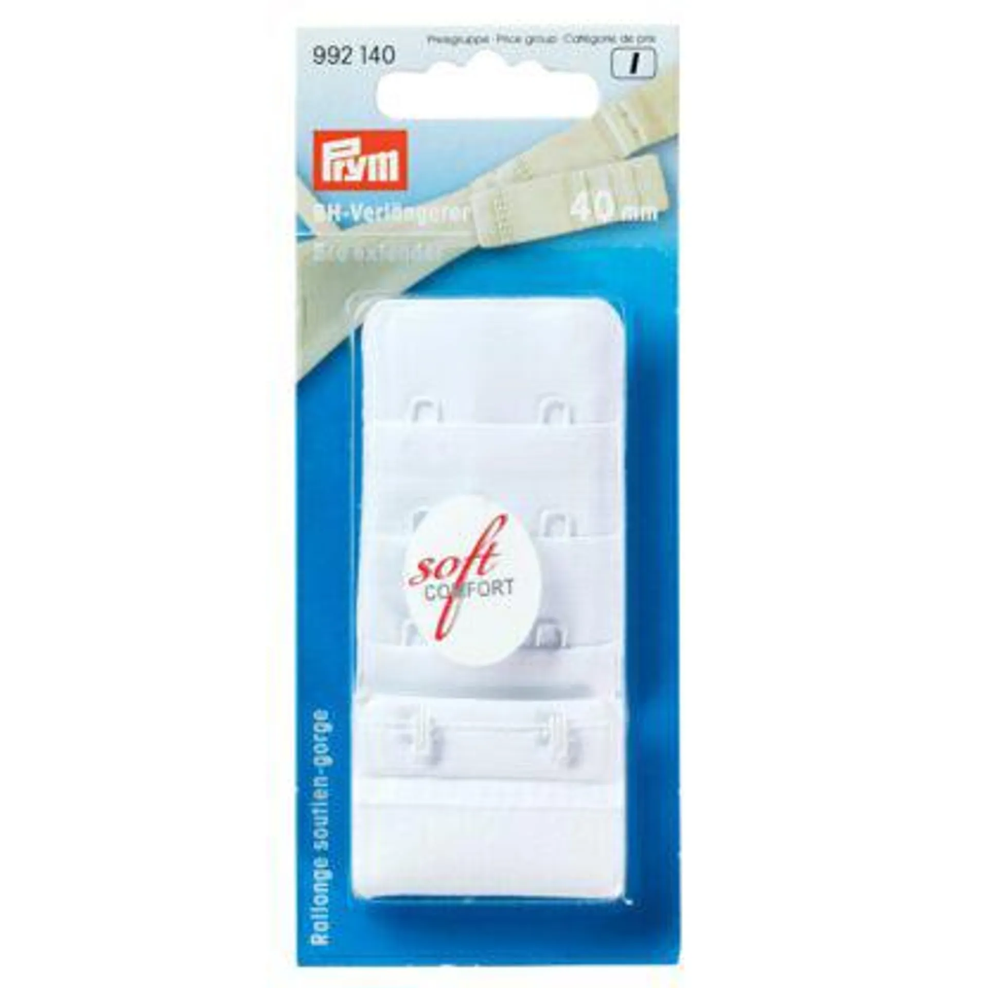 Prym BH-forlenger, 2 hekter, bred 40mm