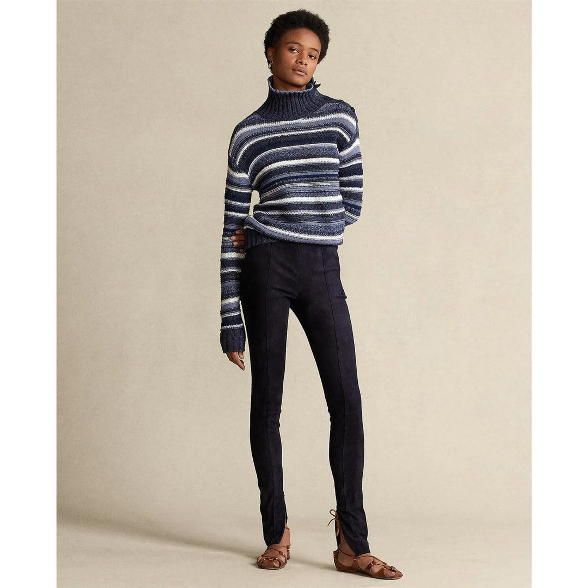 LAMB-SUEDE SKINNY PANT SKINNBUKSE Marine