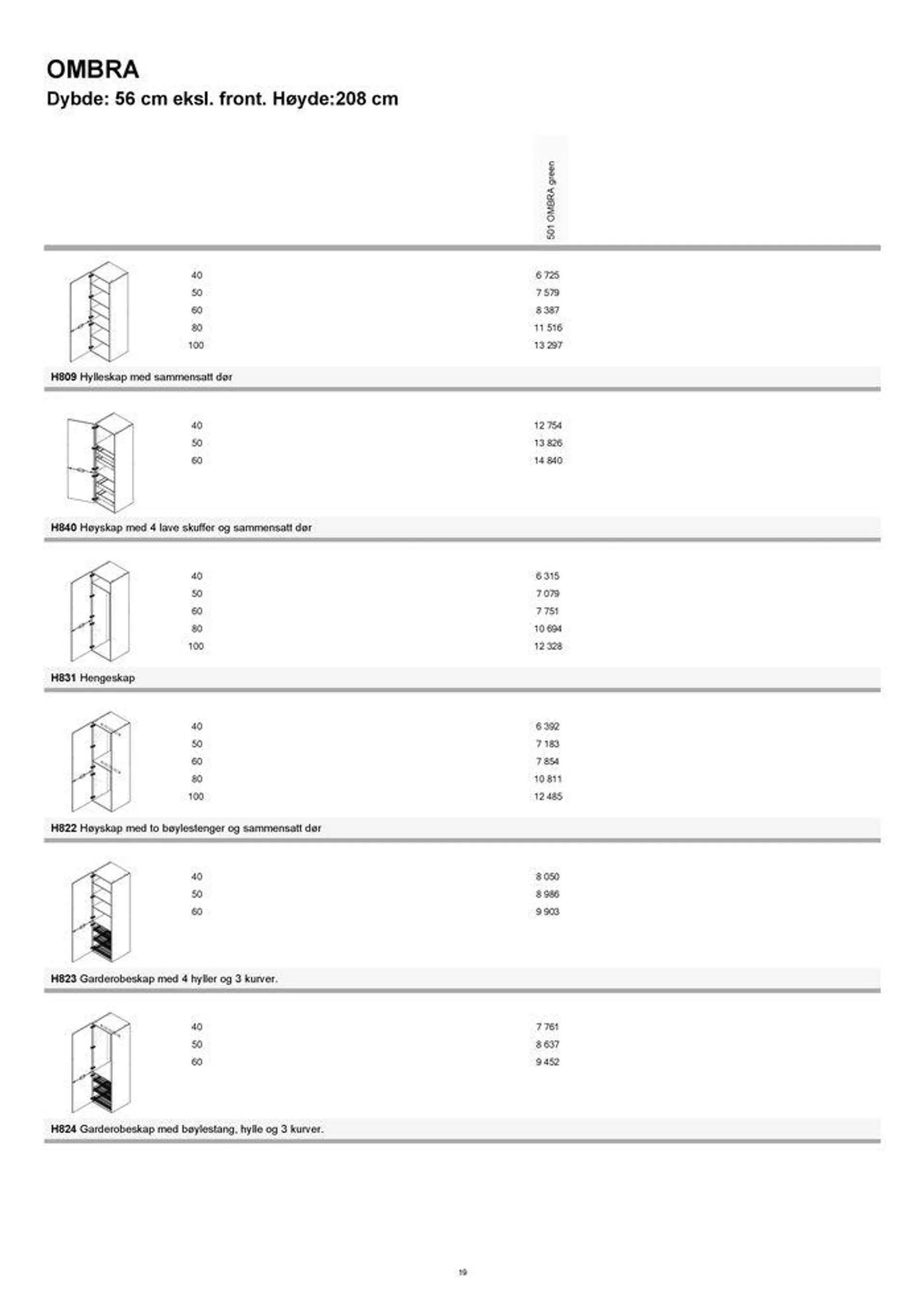 kvik kjøkken Garderobe prisliste. fra 4. september til 18. september 2024 - kundeavisside 19