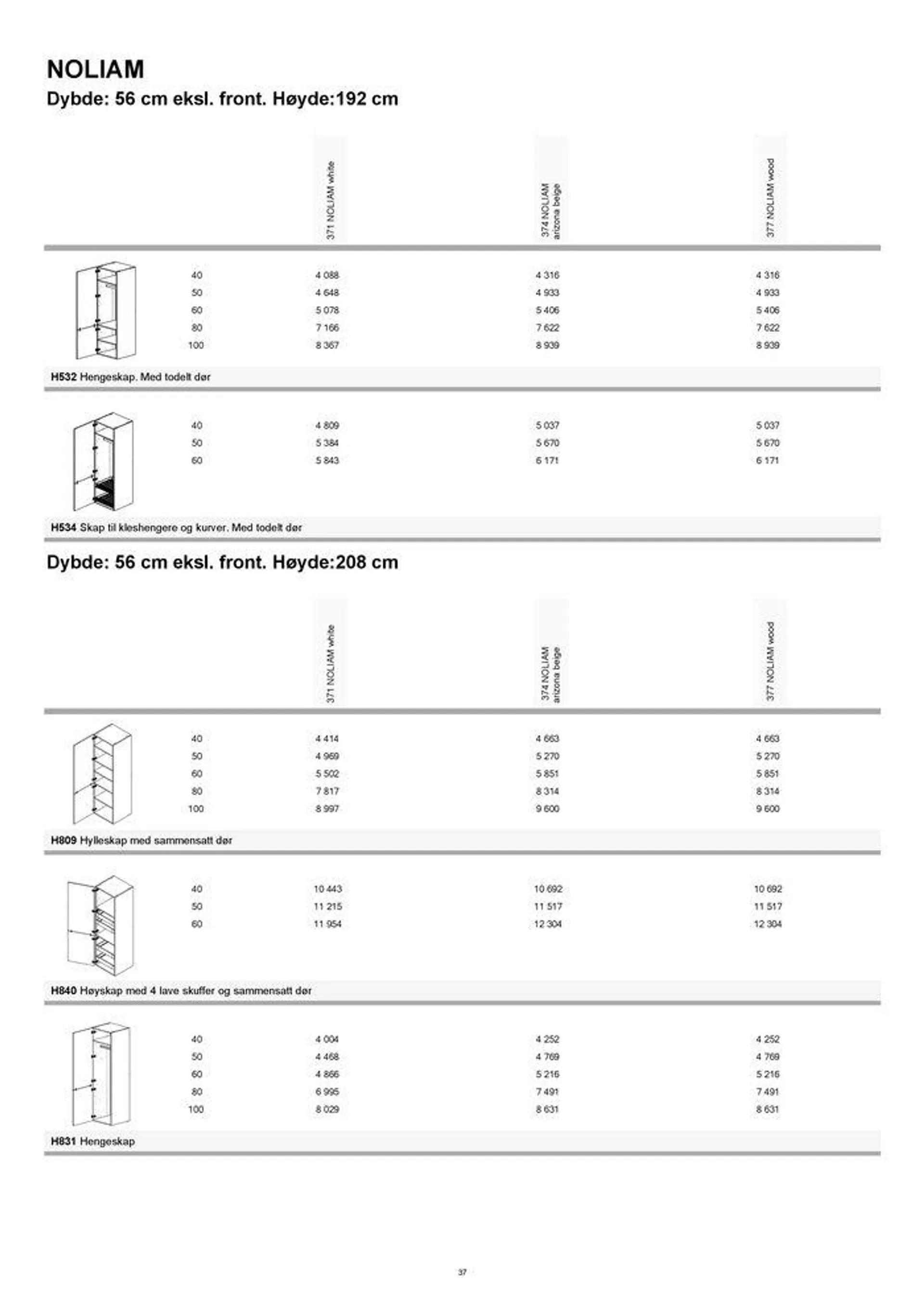 kvik kjøkken Garderobe prisliste. fra 4. september til 18. september 2024 - kundeavisside 37